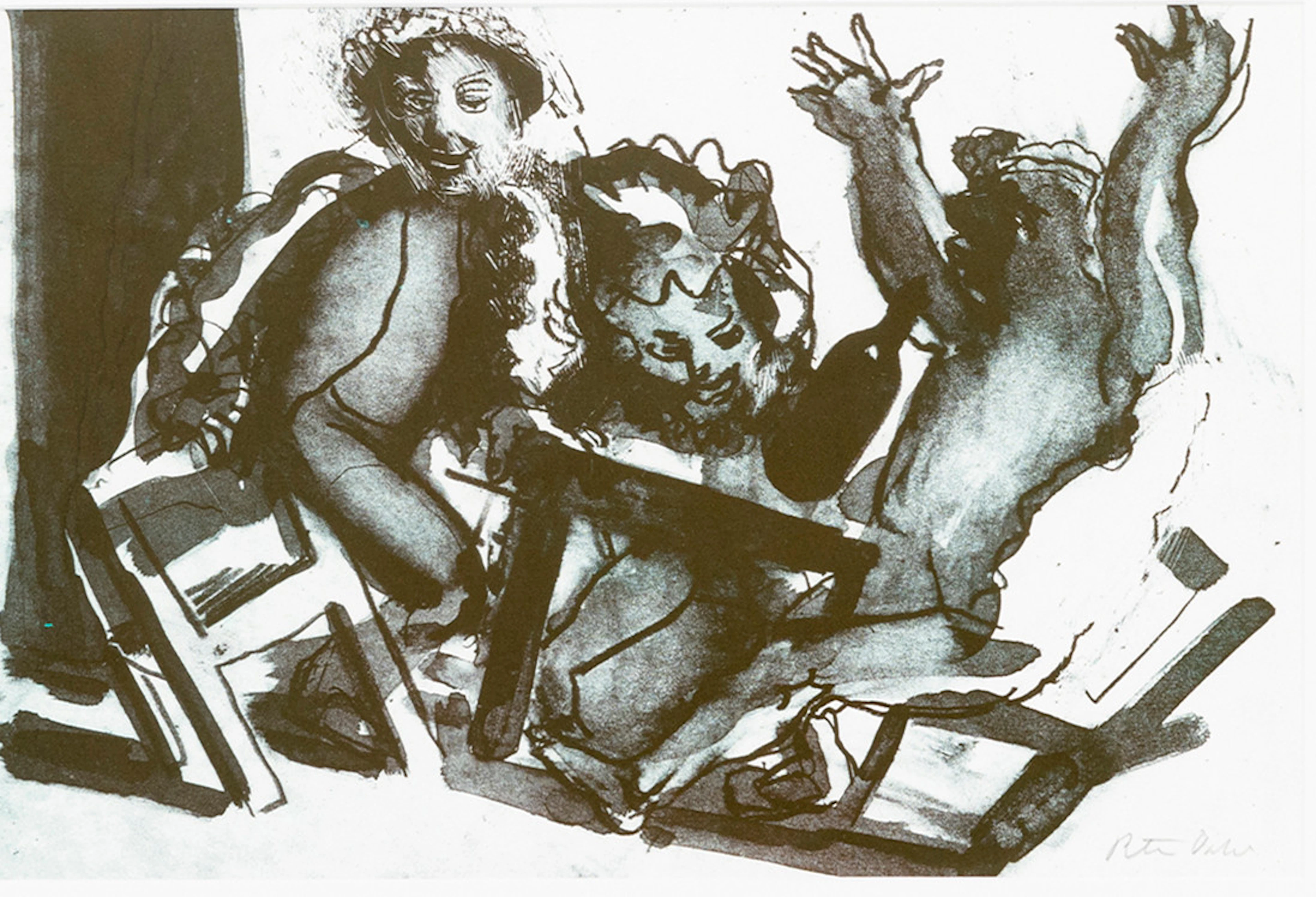 PETER DAHL. Ur Fredman's Epistel No 5, färglitografi, signerad.