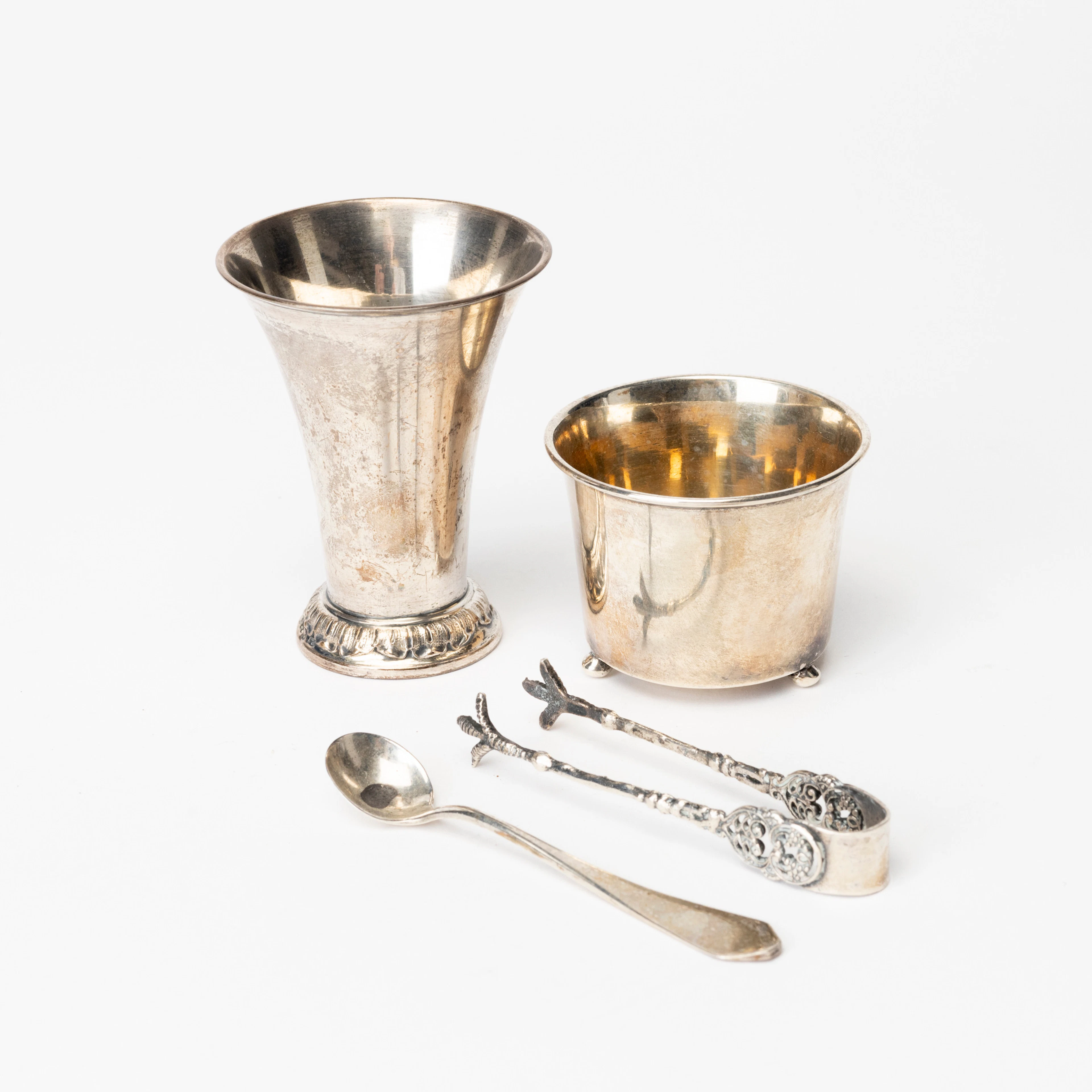 BÄGARE, SKÅL, TÅNG samt SKED, silver, bla Tyskland och Davidssons