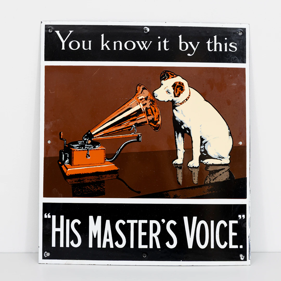 EMALJSKYLT "His masters Voice", 1900-talets mitt.