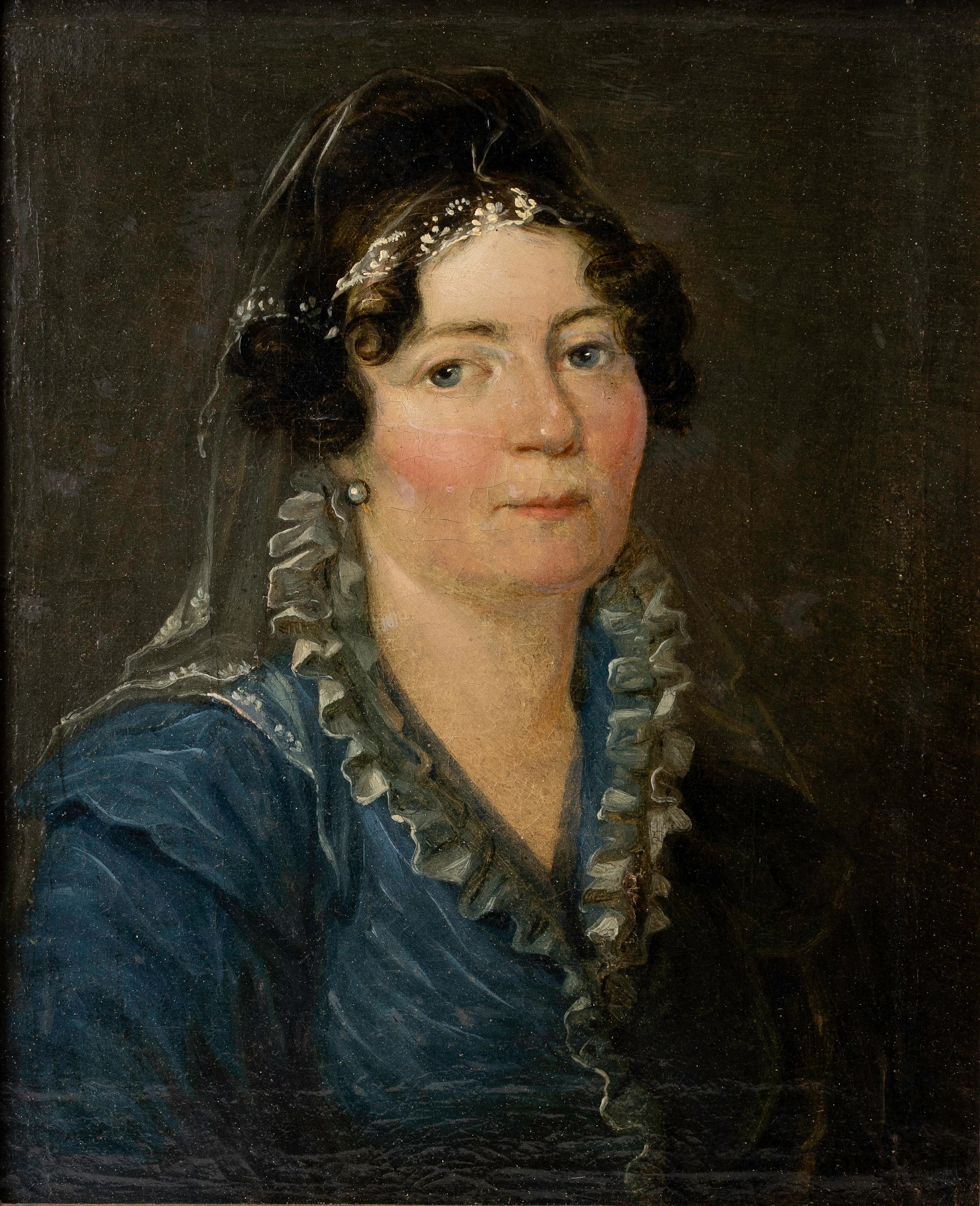 OKÄND KONSTNÄR. porträtt av dam, olja på duk, osignerad, 1800-talets