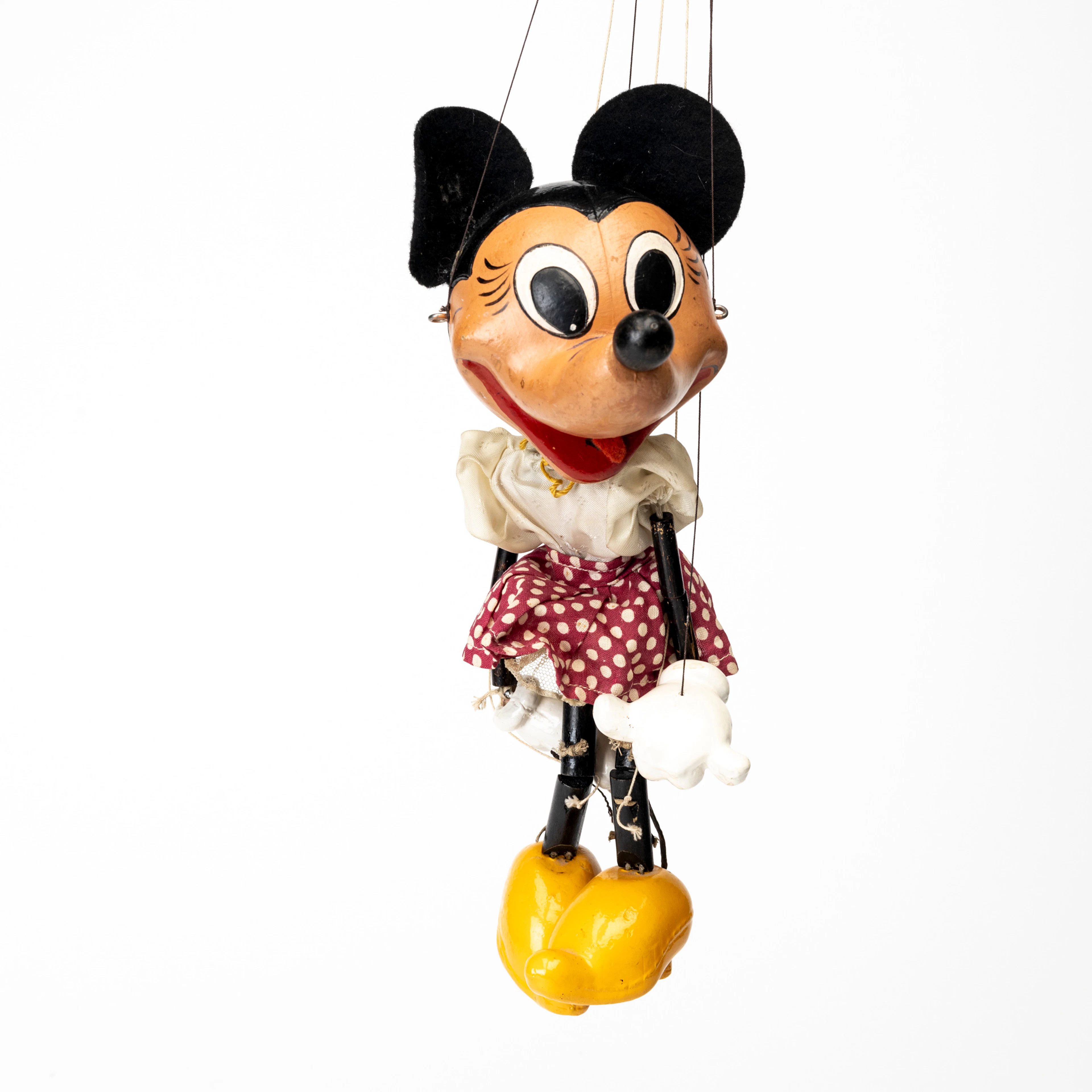 MARIONETTDOCKA, Minnie Mouse, trä, keramik, textil, Pelham Puppet