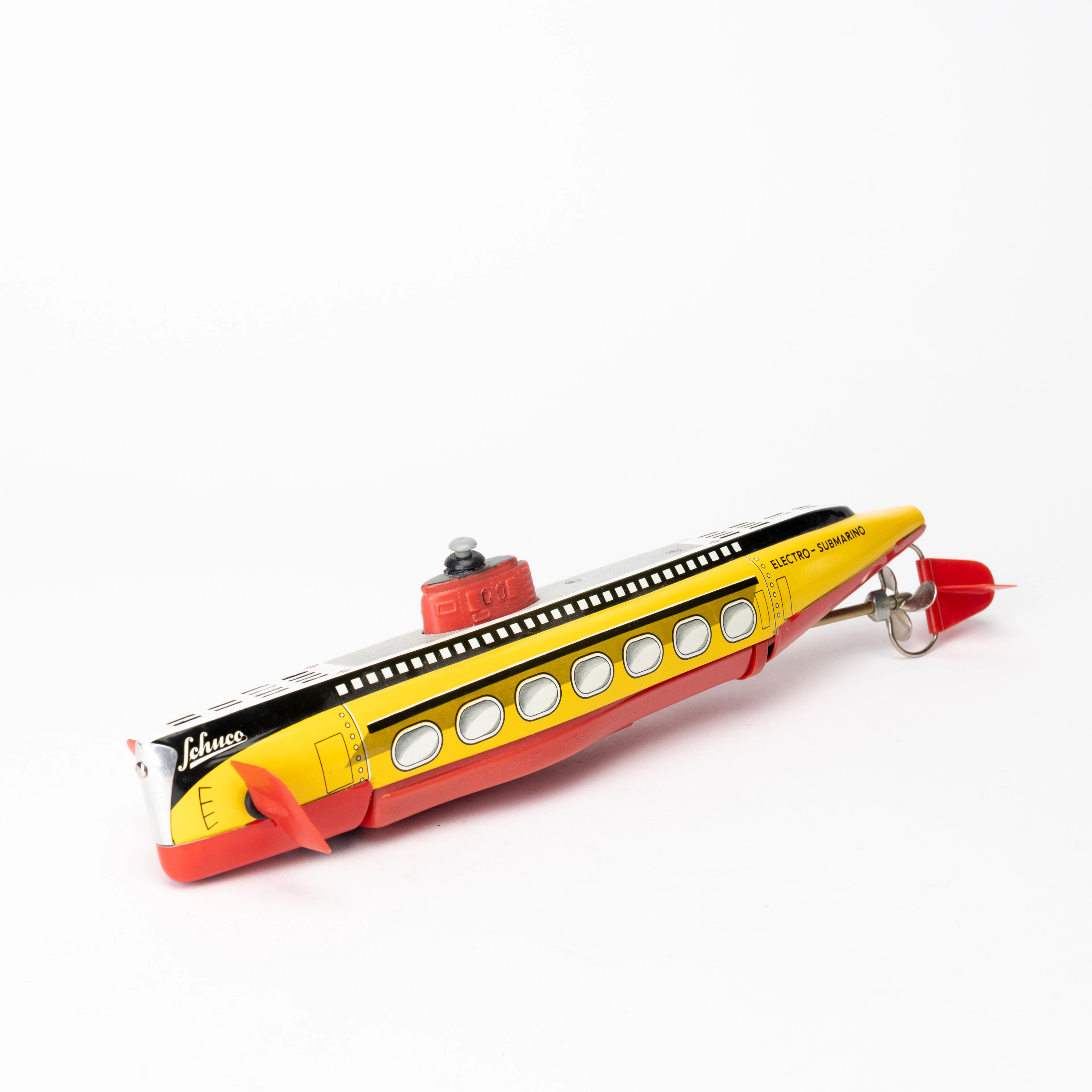 . SCHUCO. Ubåt "Electro-submarino". Plåt och plast. Batteridrift. 1960-tal.