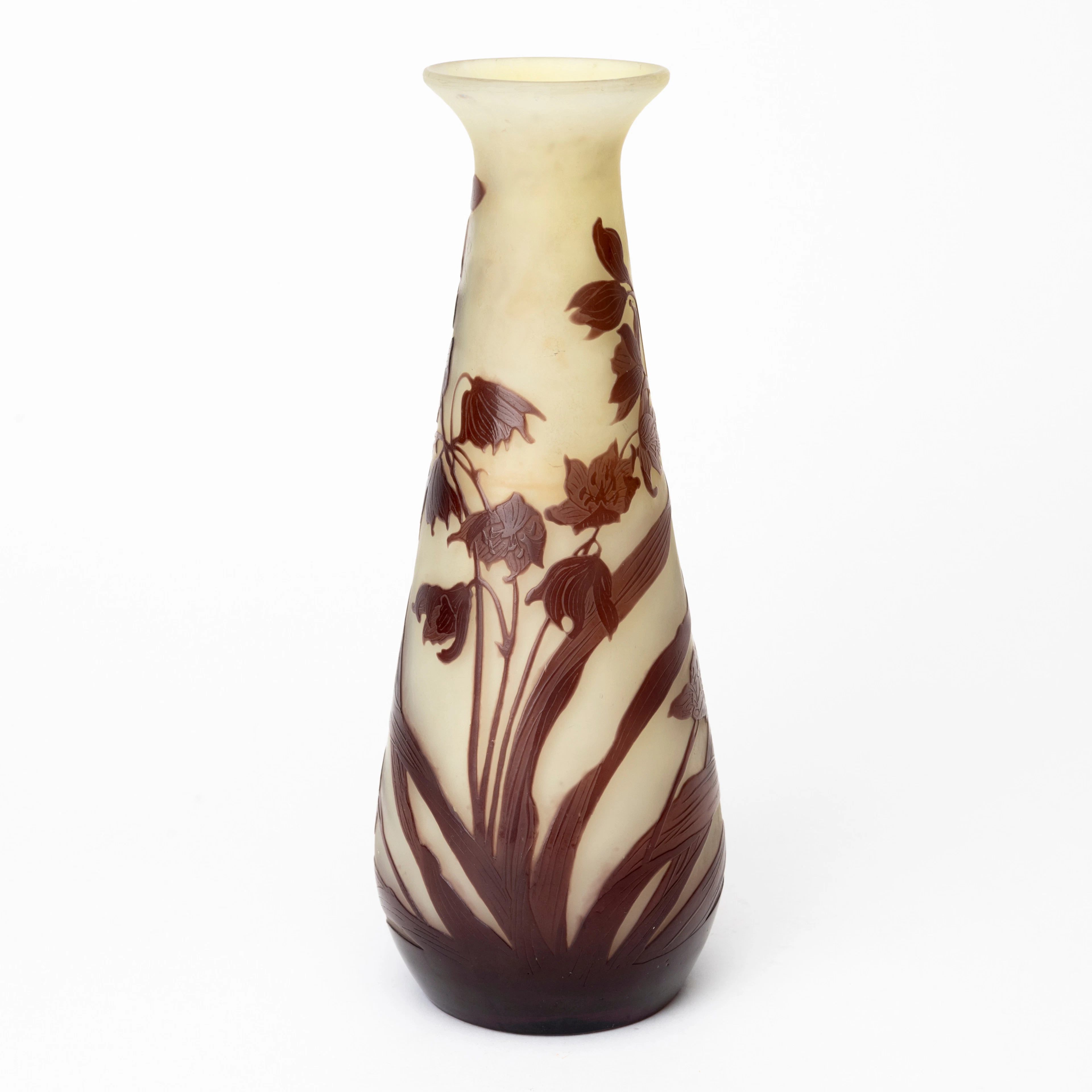 ÉMILE GALLÉ. Vas, glas, art nouveau, Nancy, Frankrike, signerad i