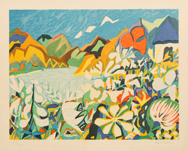 UNO VALLMAN. Landskap med vatten, färgitografi, signerad och numrerad 328/360.