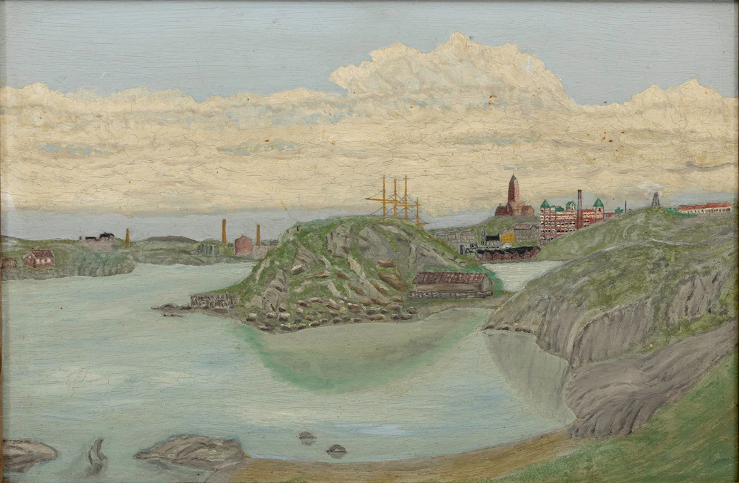 OKÄND KONSTNÄR. Inloppet, Göteborgs hamn, olja på duk, osignerad.