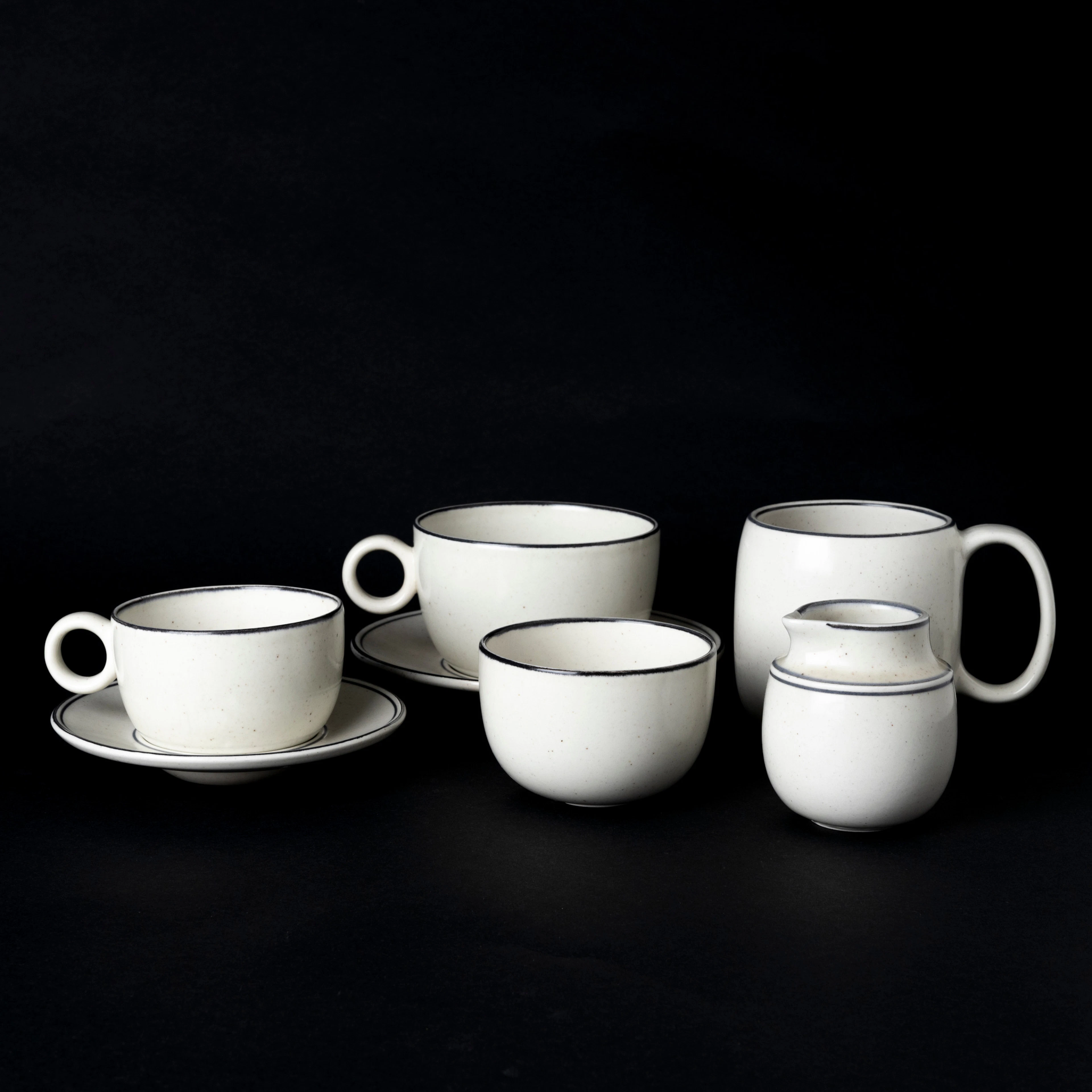 STIG LINDBERG. Te-/kaffeservis, 17 delar, stengods, "Birka", formgiven