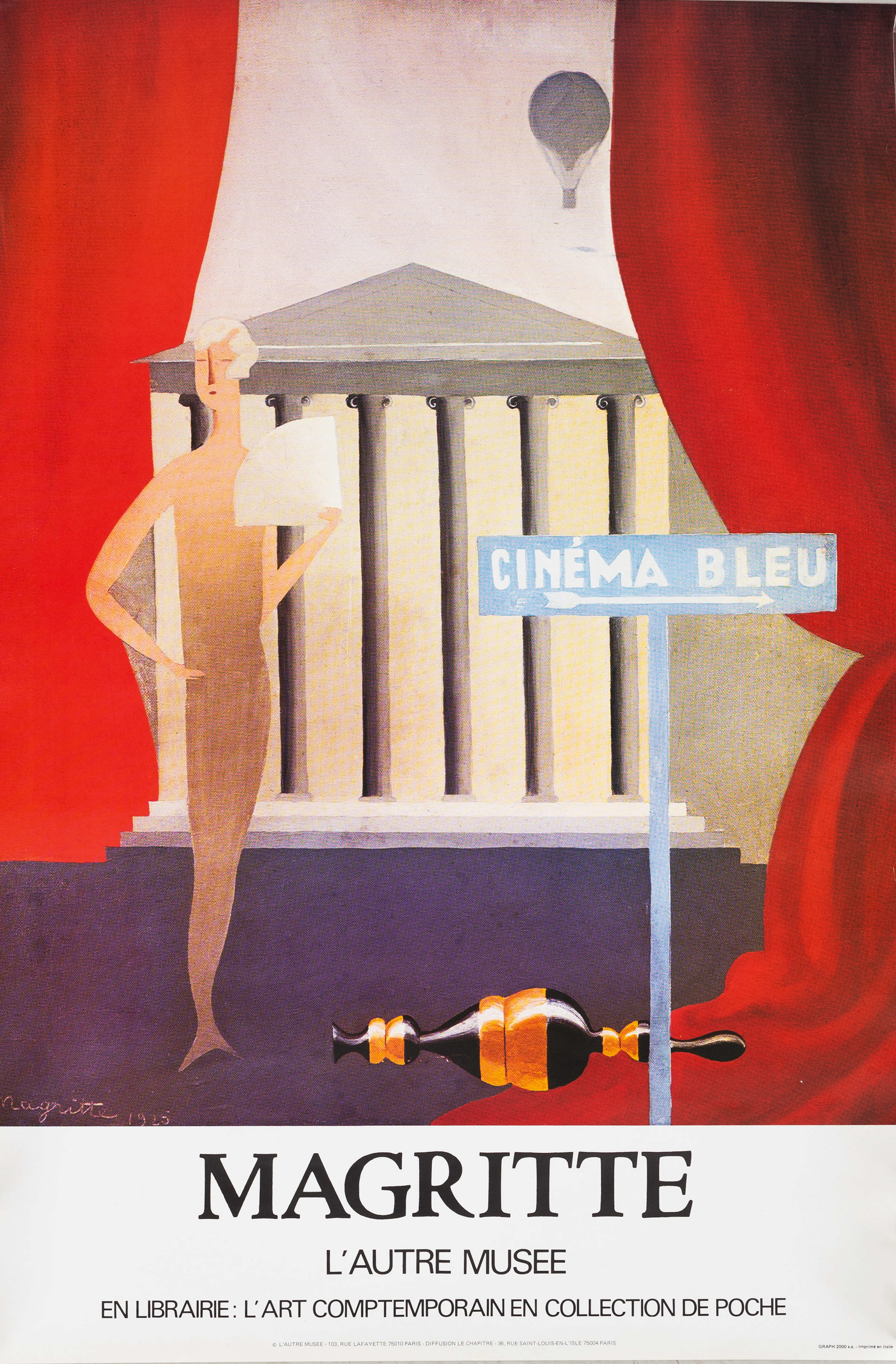 UTSTÄLLNINGSAFFISCH, offsettryck, efter Rene Magritte, "Cinéma Bleu"