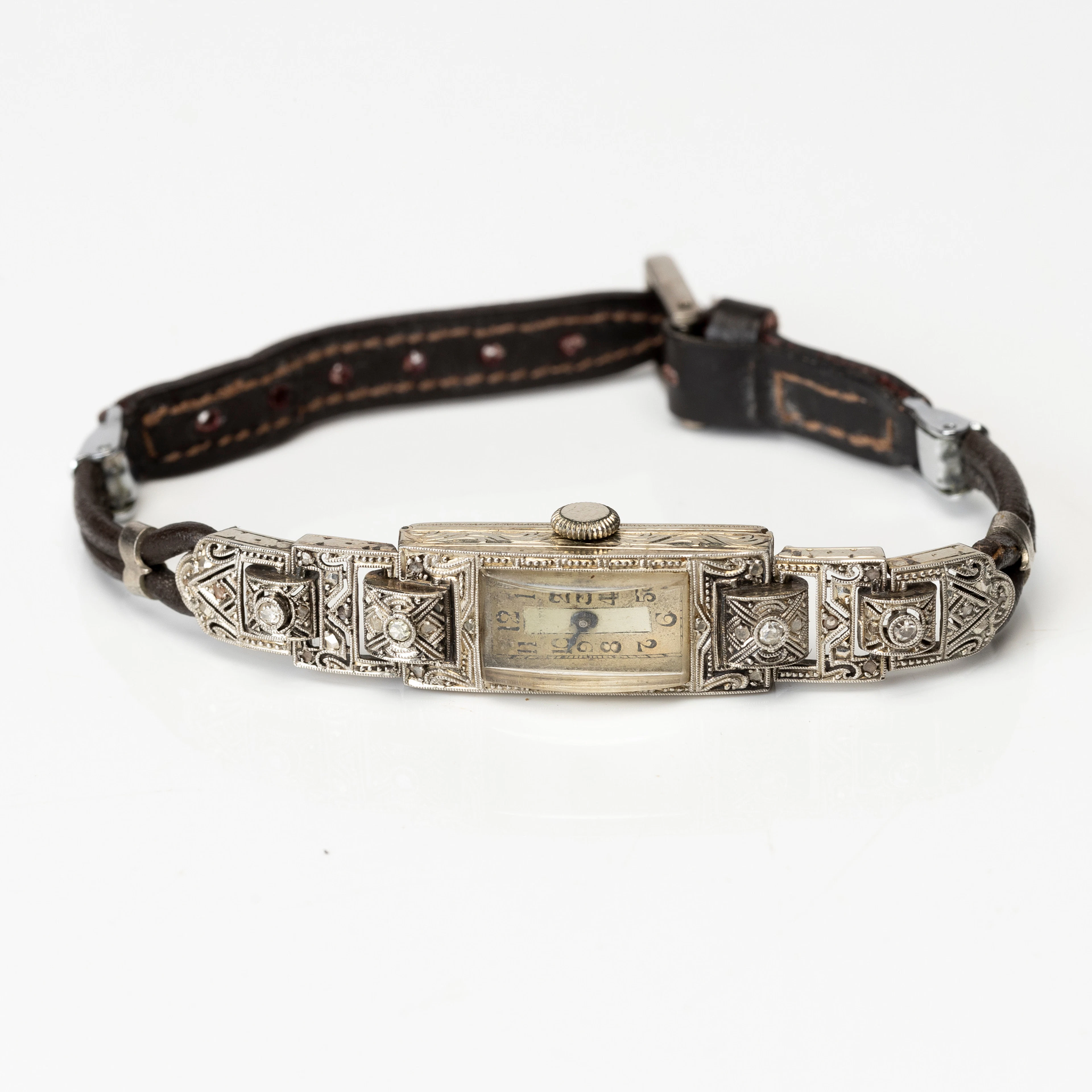 COCKTAILUR, manuell, boett av 14K guld med diamanter, 1920-/1930-tal.