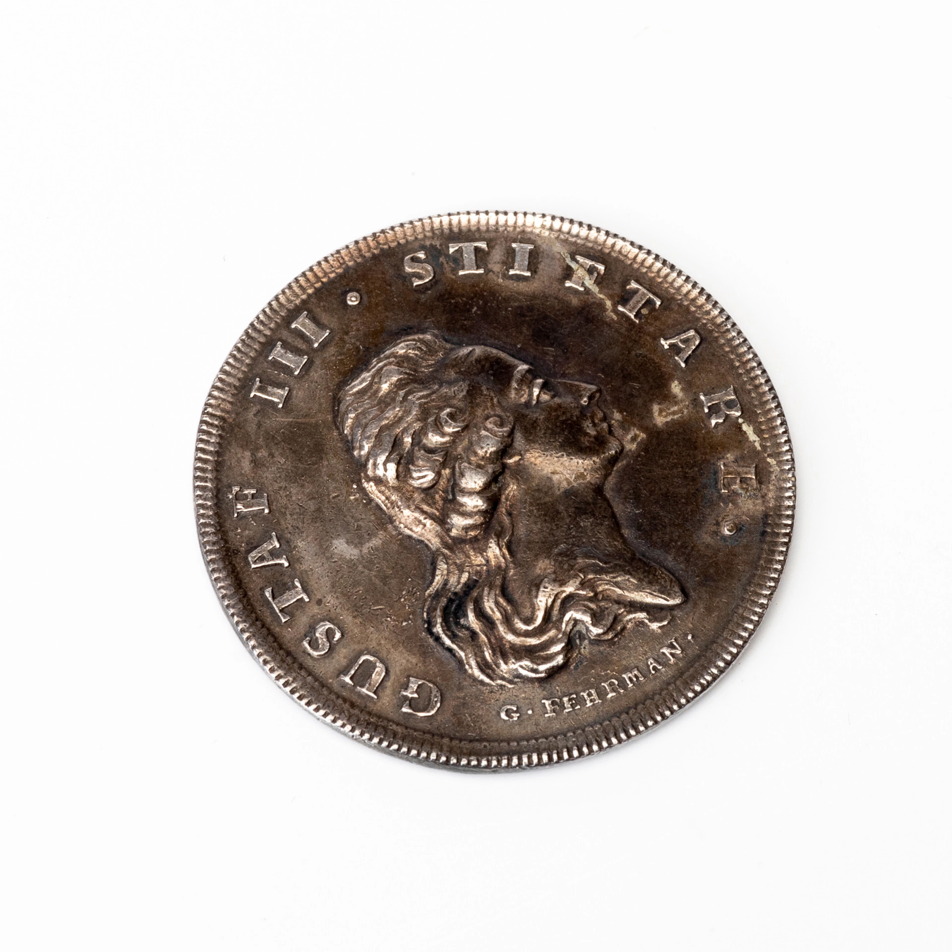 MEDALJ, silver, Gustav III:s profil, "Snille och Smak", Svenska Akademien