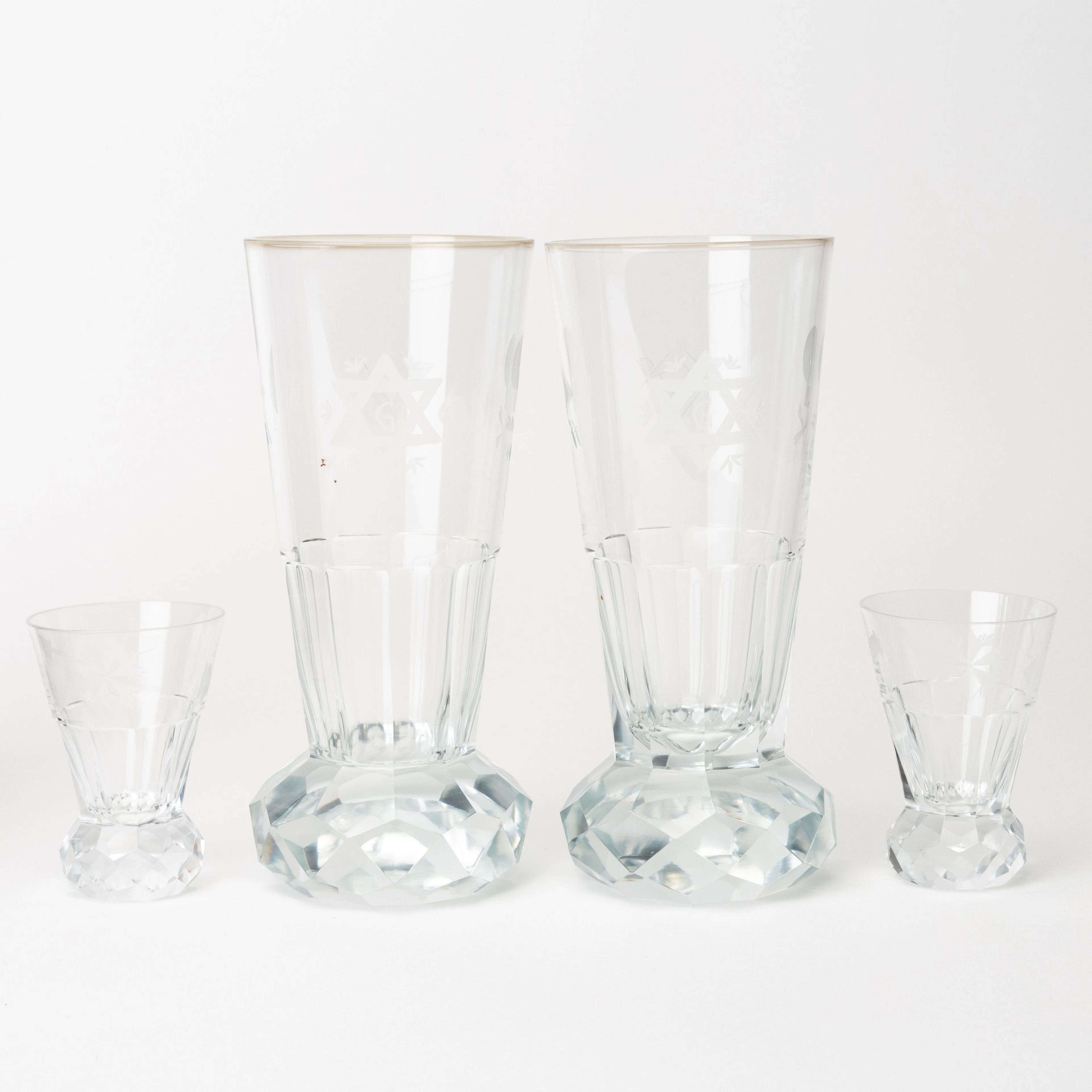 FRIMURARGLAS, 4 st, ölglas samt snapsglas, 1900-tal.