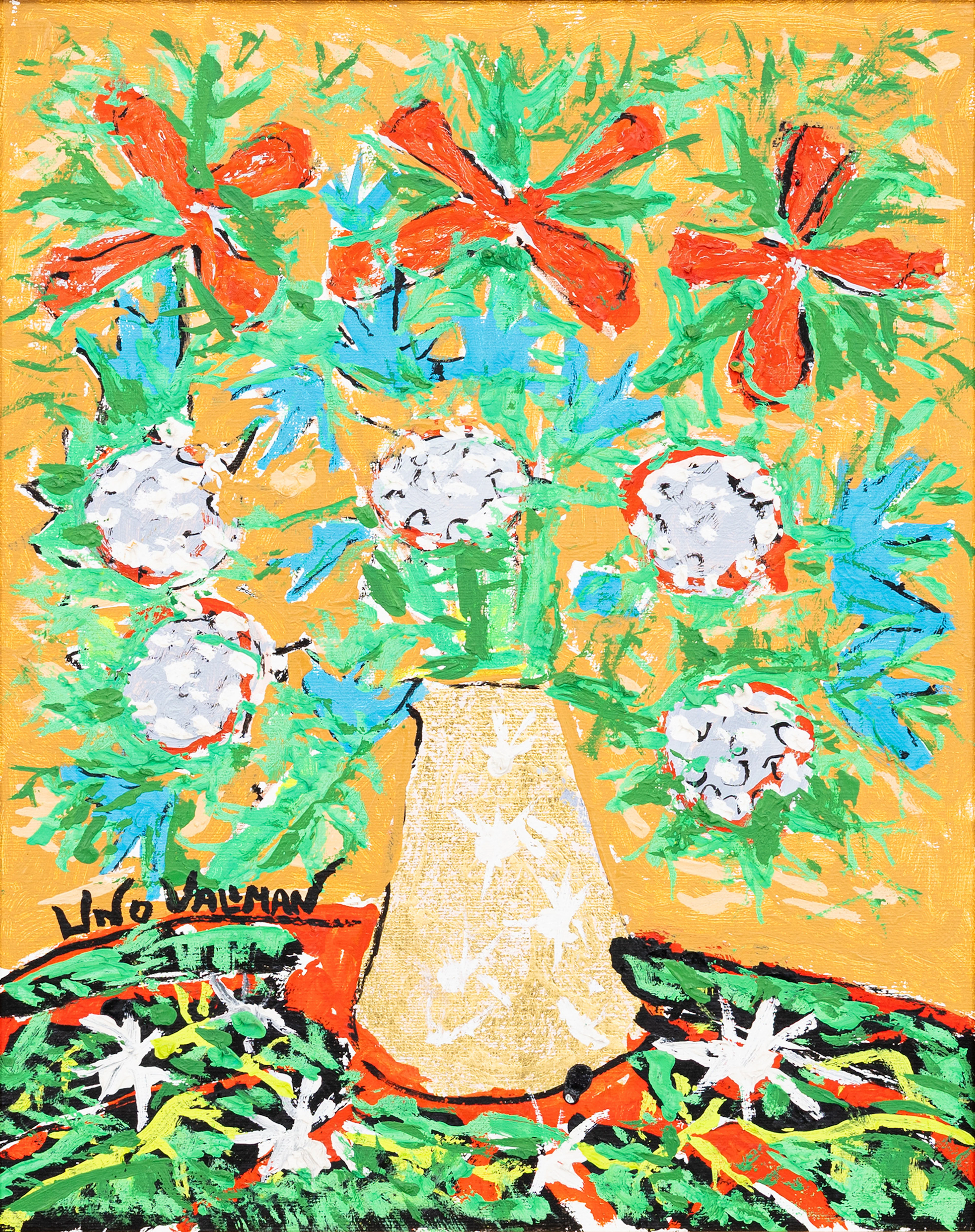 UNO VALLMAN. Blomsterstilleben, olja på duk, signerad.