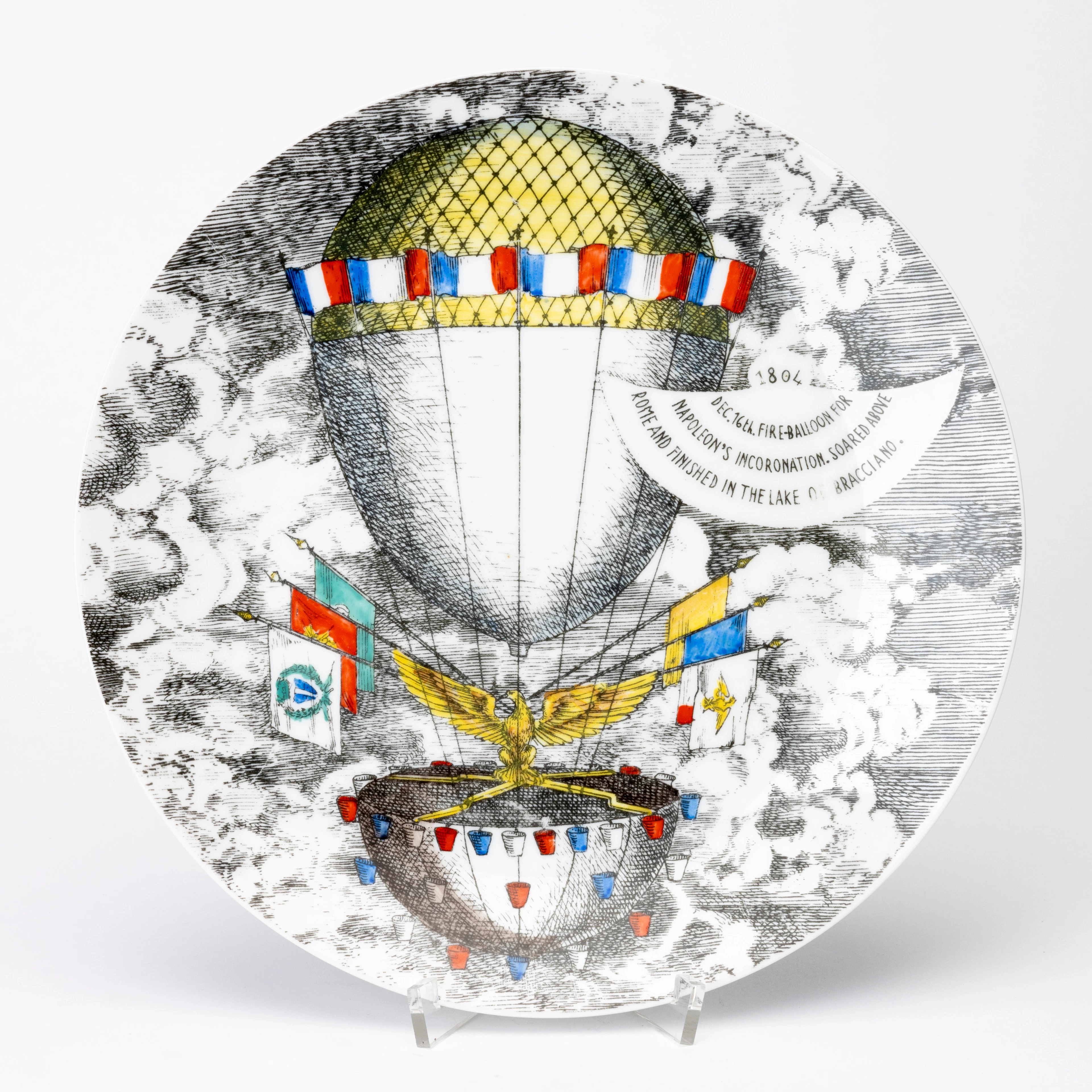 PIERO FORNASETTI. Fat, porslin, "Mongolfiere, stämpelmärkt, Milano