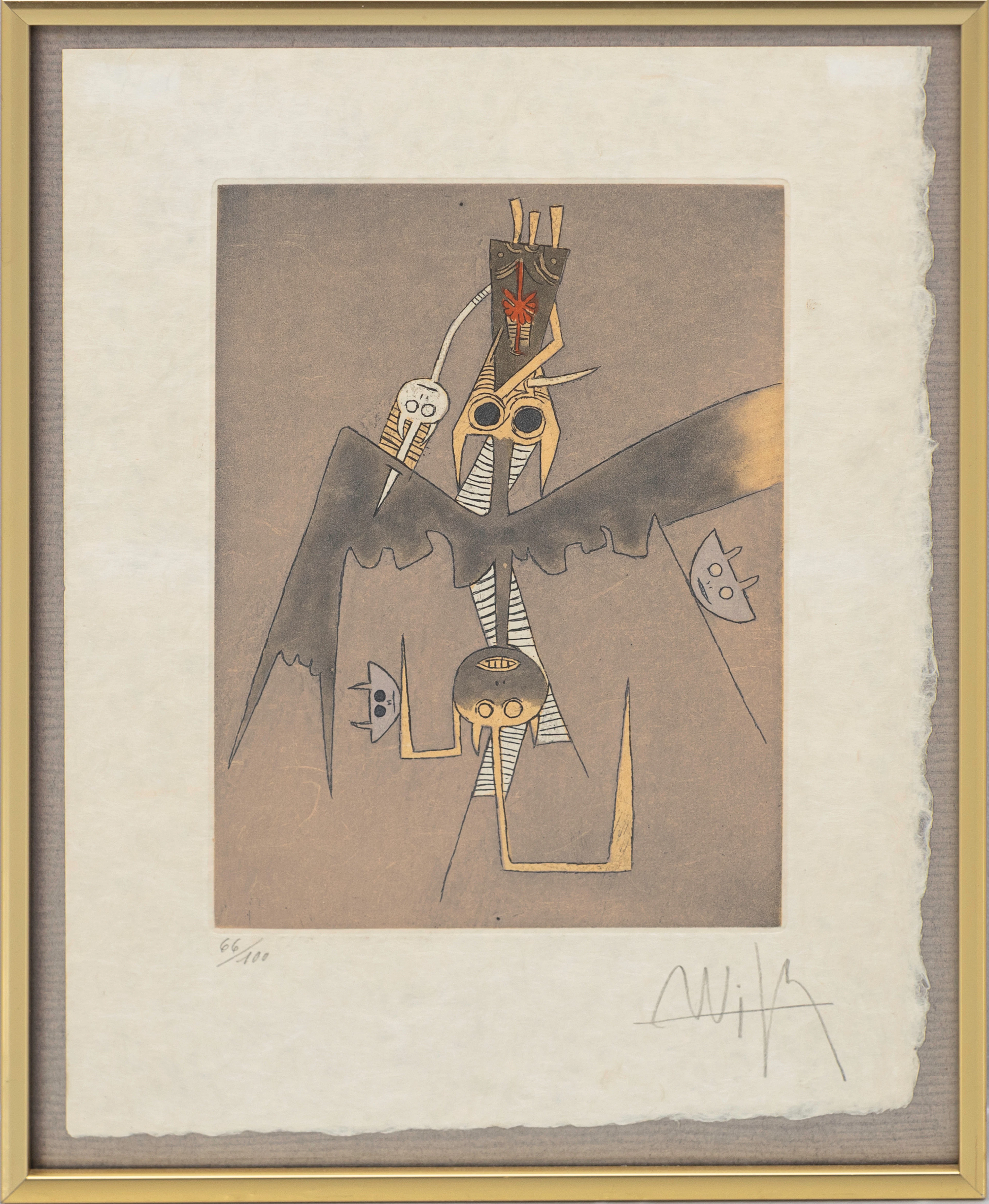 WILFREDO LAM. "Hommage a Lam", färglitografi, signerad och numrerad, 66/100.