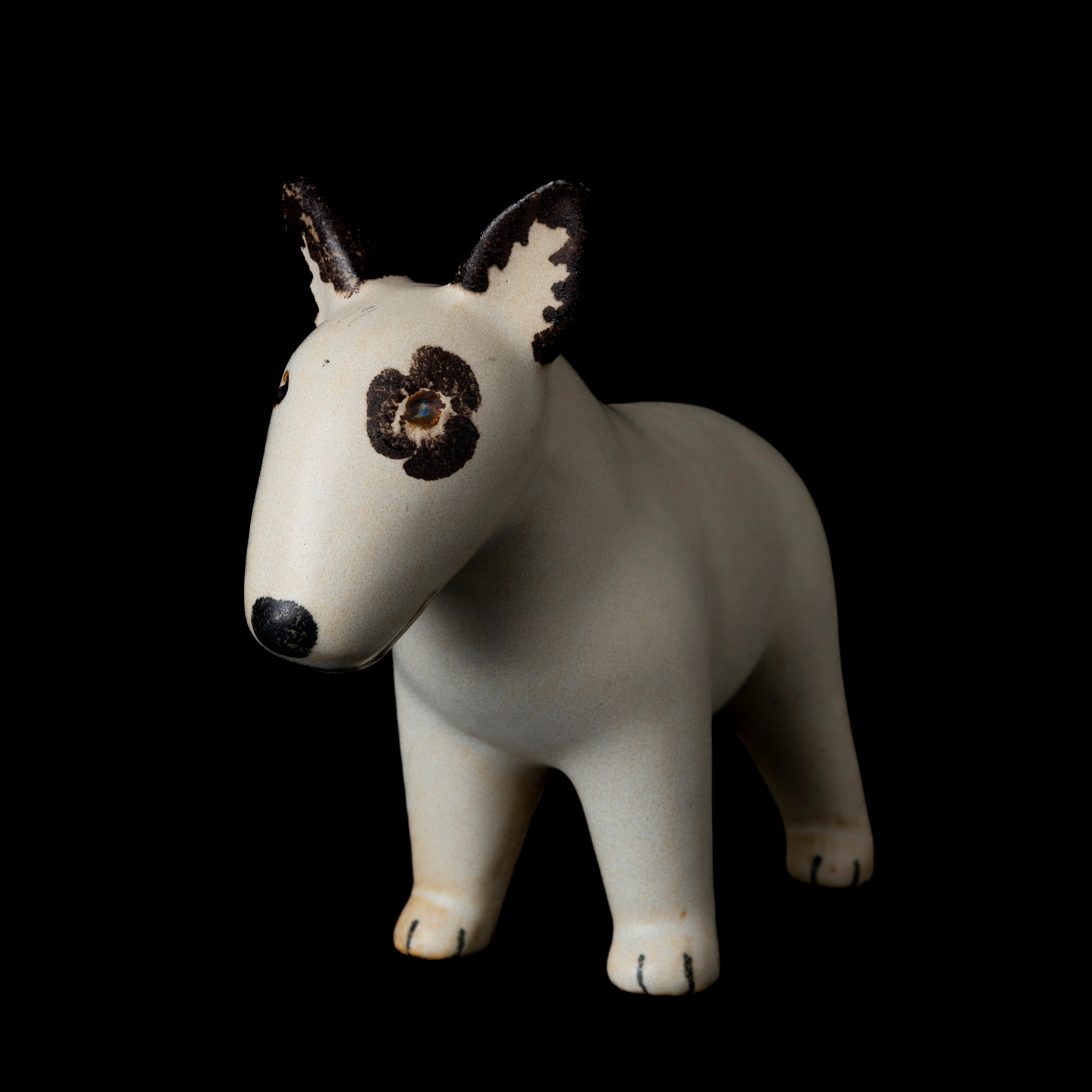 LISA LARSON. Figurin, stengods, "Bullterrier", ur serien Kennel"