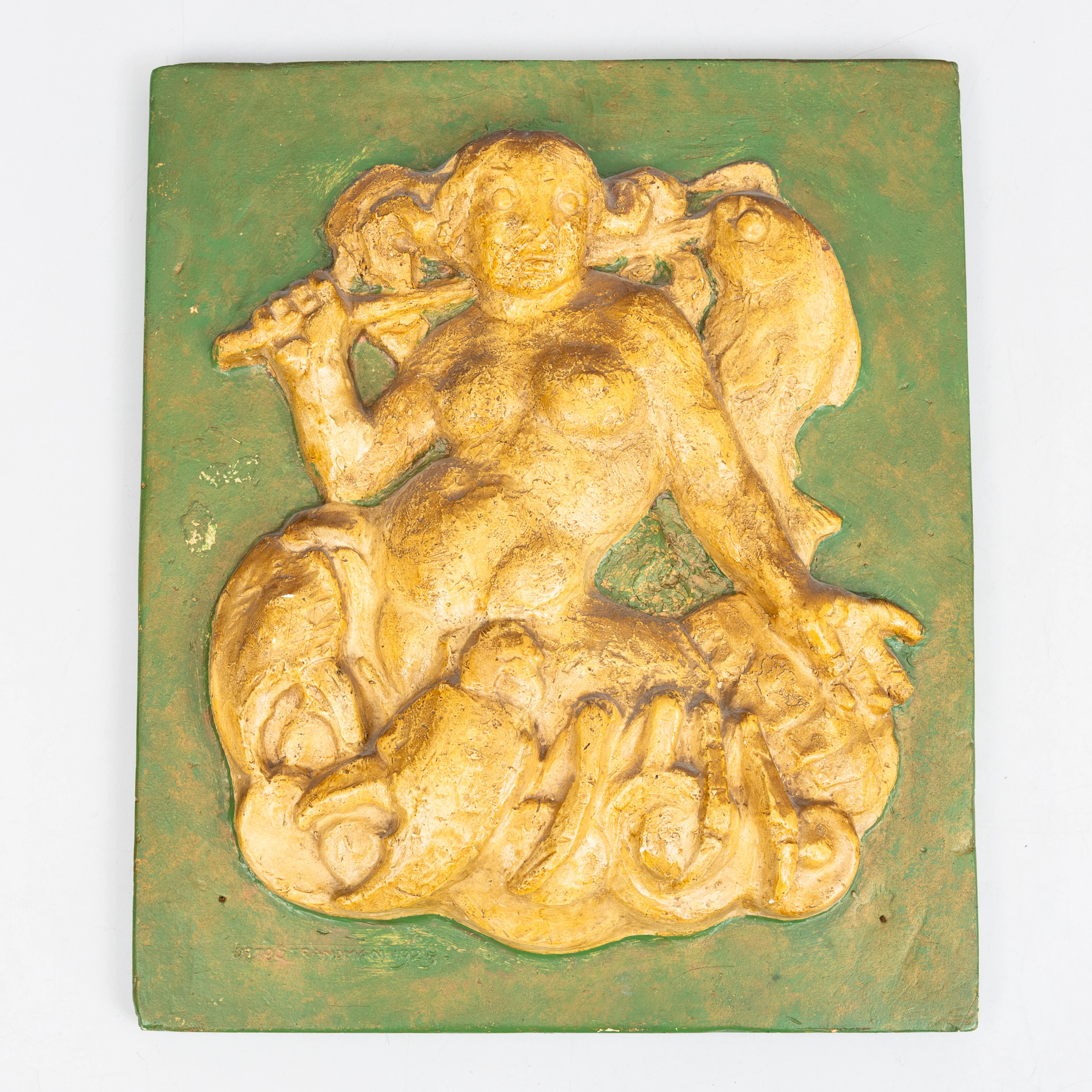 OTTO STRANDMAN. Väggrelieff, bemålat gips, signerad, 1925.