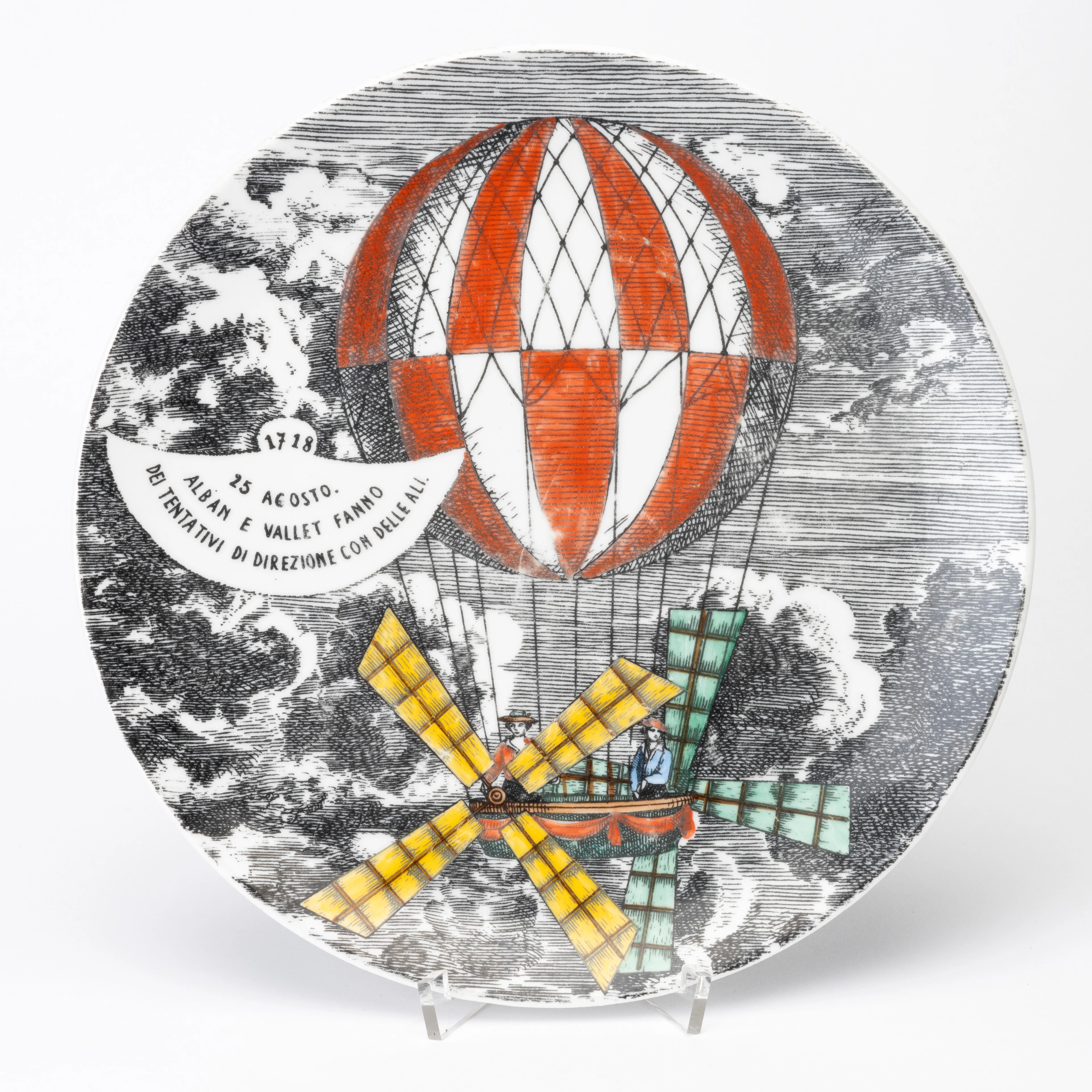 PIERO FORNASETTI. Fat, porslin, "Mongolfiere, stämpelmärkt, Milano