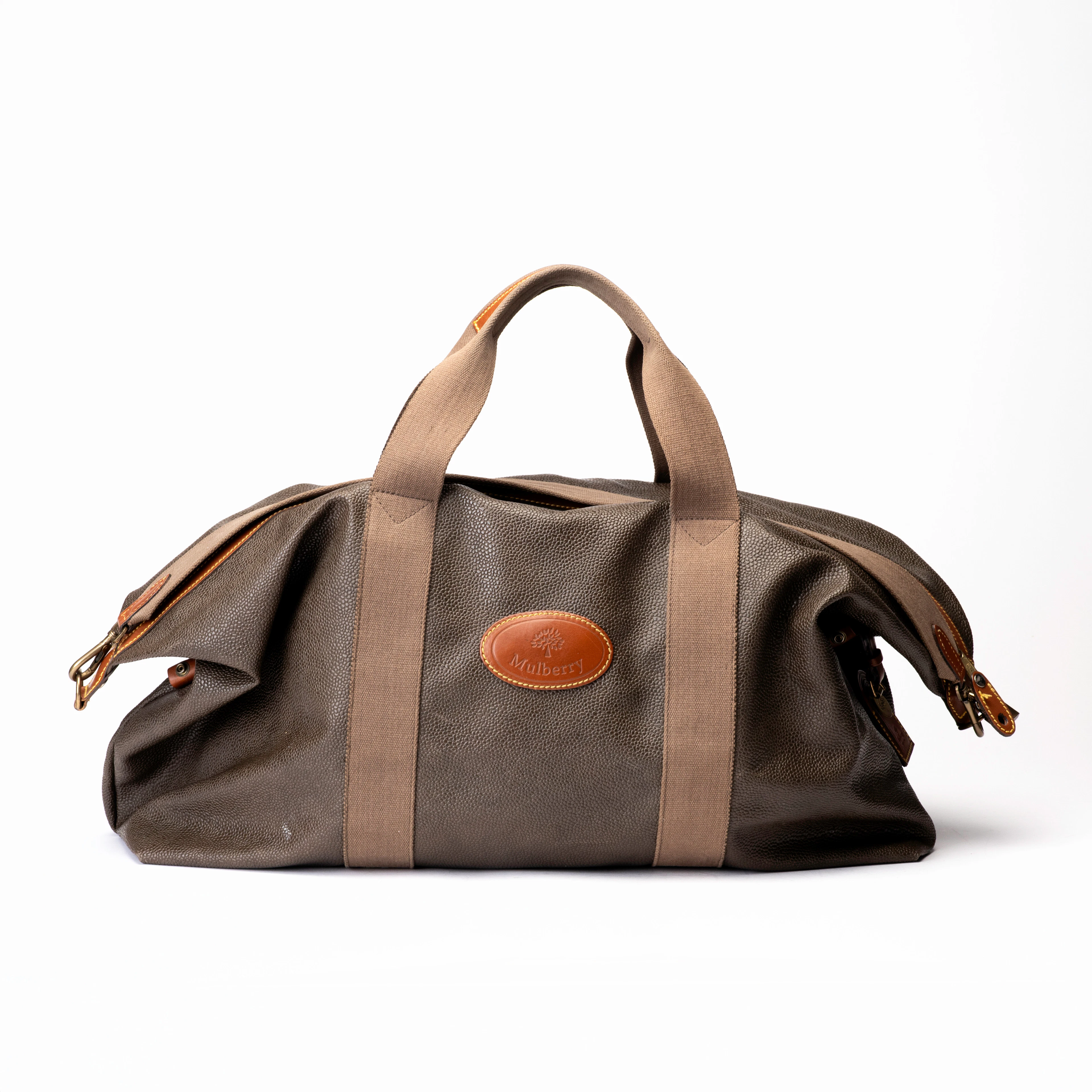 MULBERRY. Weekend Bag, Scotchgrain, läder detaljer, beslag i gulfärgad