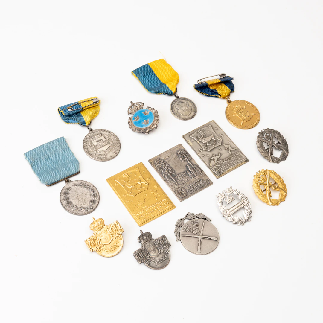 DIVERSE MEDALJER, 14 st, silver, delvis förgyllda, Sverige, huvuddelen