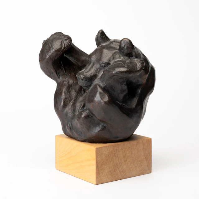 CARL MILLES. EFTER. "Lekande björn", skulptur, brons, ej signerad.