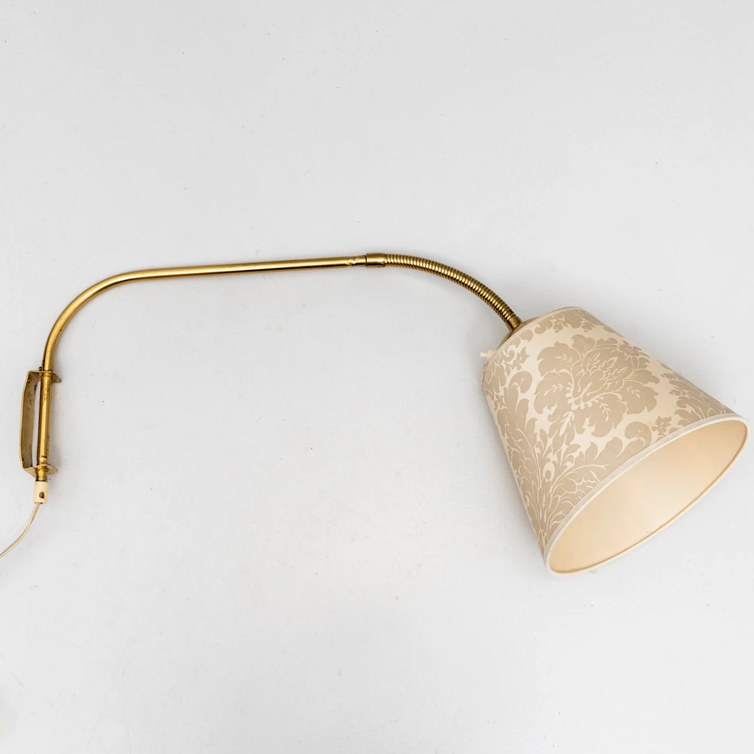 VÄGGLAMPA, typ 210 mässing, Eskilstuna Elektrofabrik, 1960-tal.