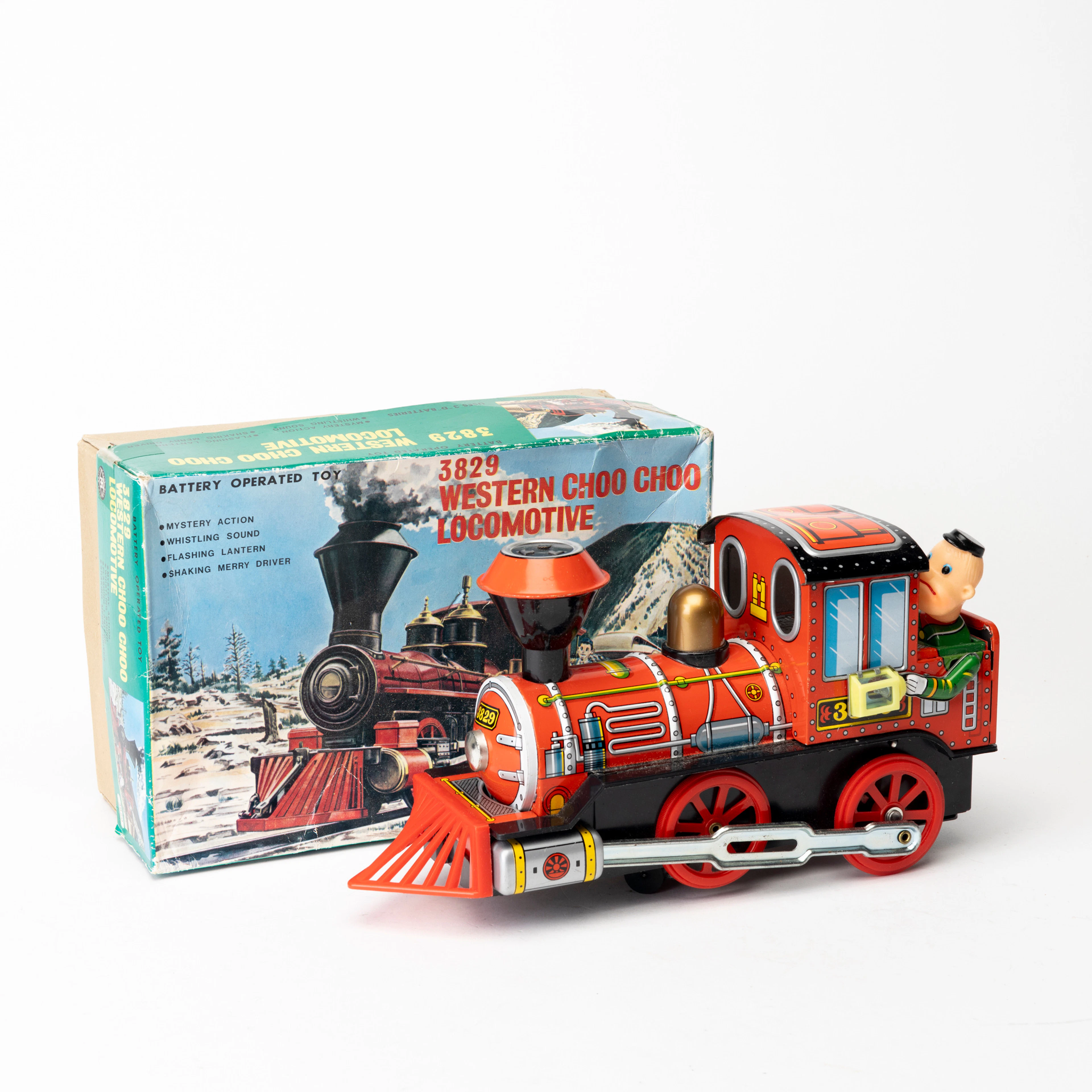 LEKSAKSTÅG i orginalförpackning, " 3829 Western choo choo locomotive"