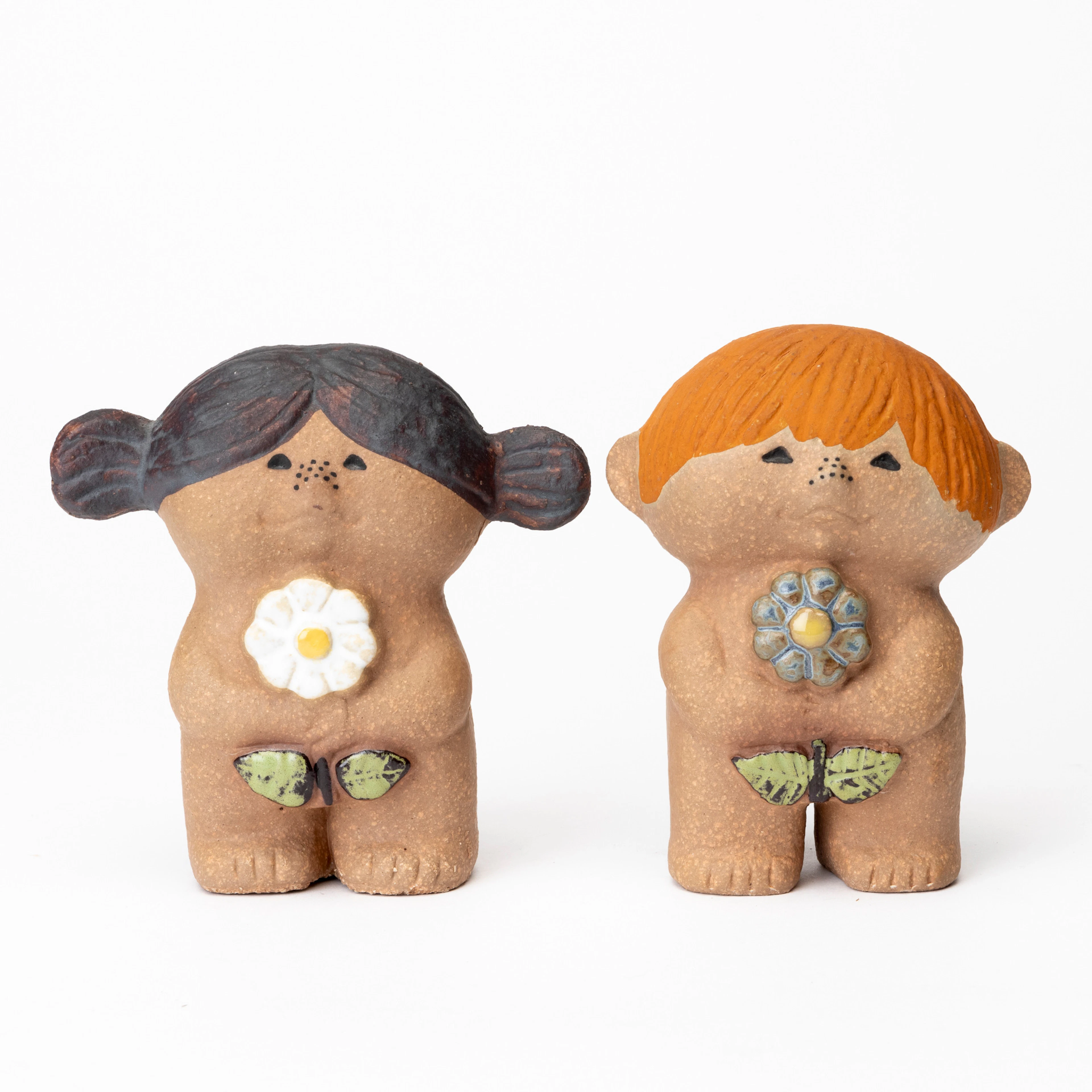 LISA LARSON. Figuriner, 2 st, stengods, "Adam" och "Eva", ur serien