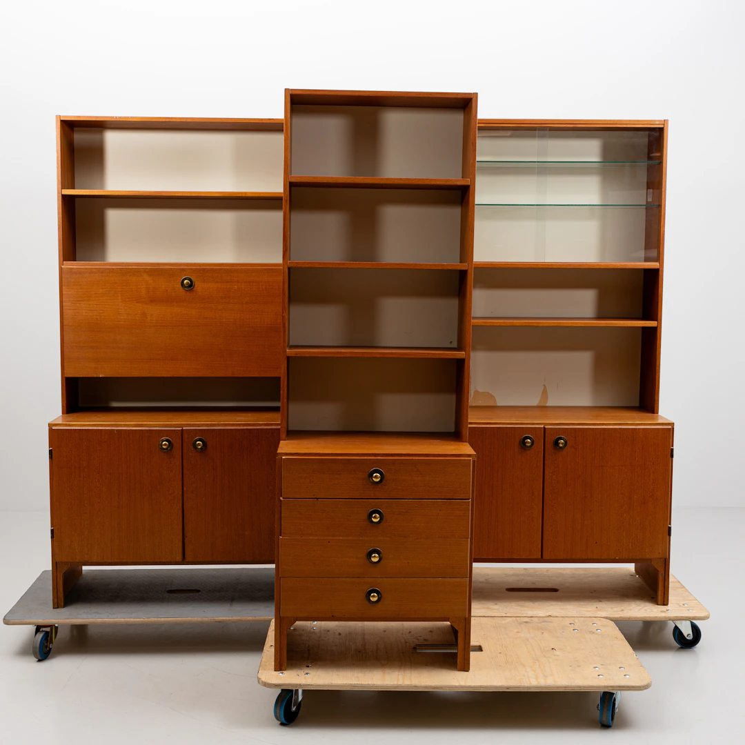 BOKHYLLOR, 3 st, teak, 1960-tal.