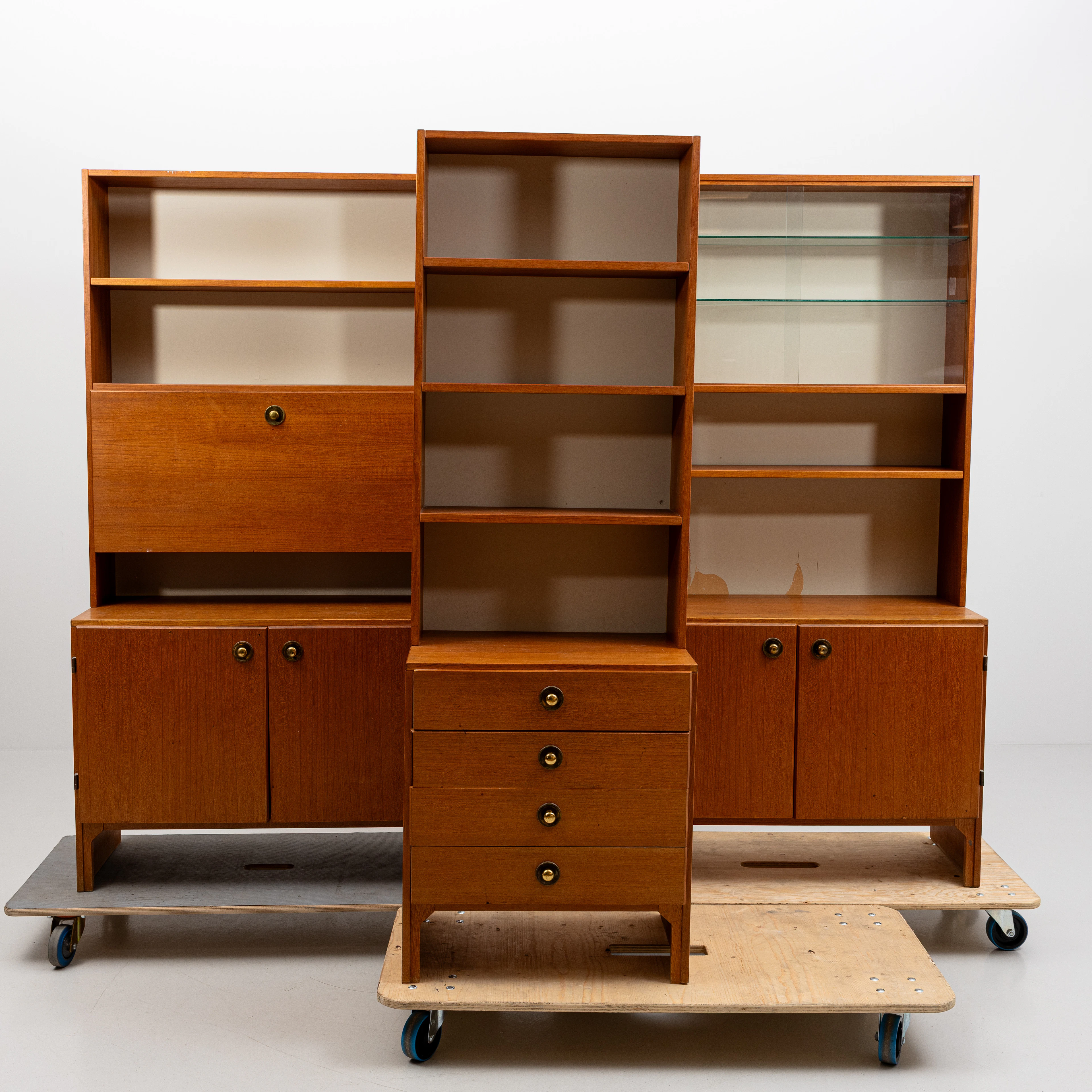 BOKHYLLOR, 3 st, teak, 1960-tal.