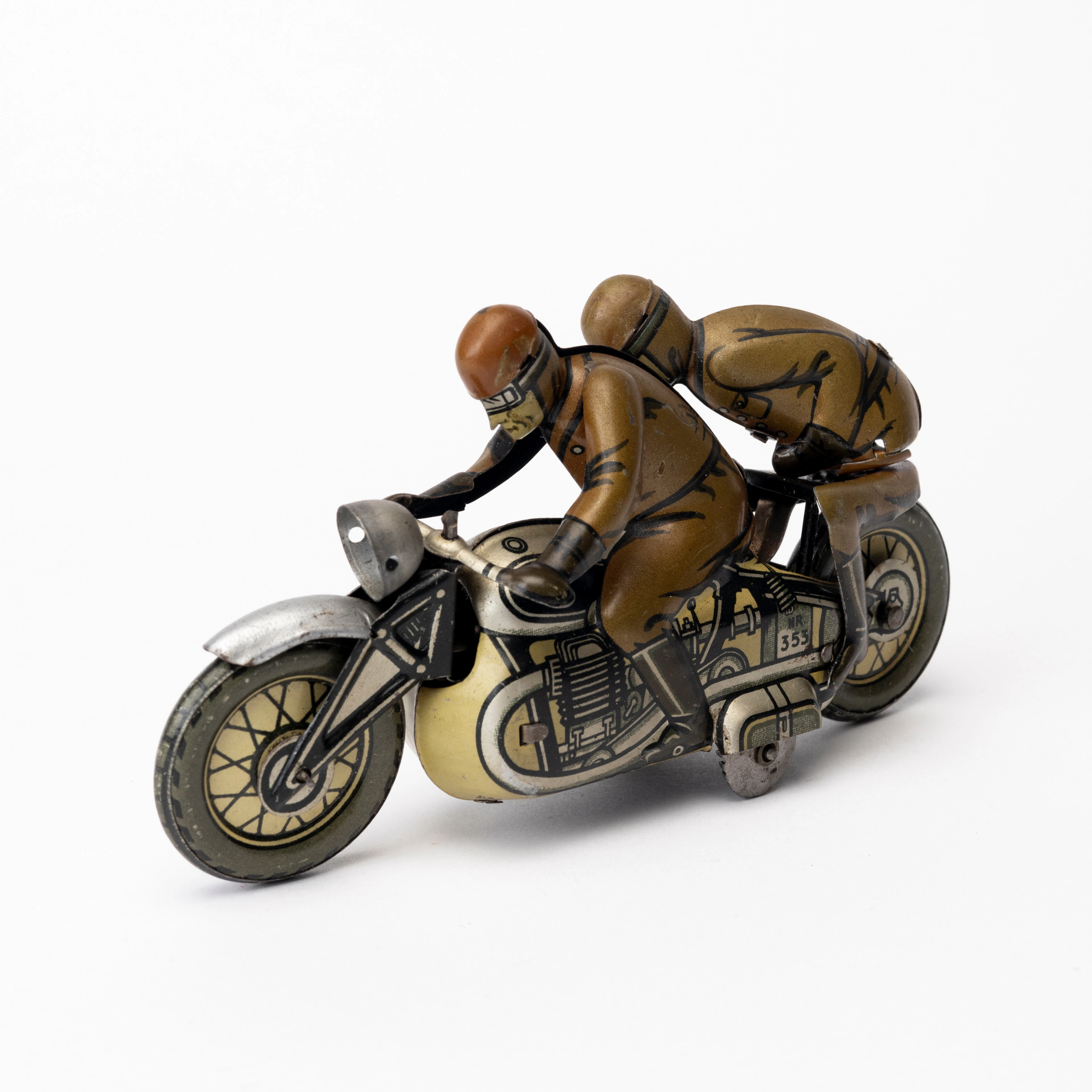 KELLERMANN 353 motorcykel, med passagerare, urverk, made in Germany.