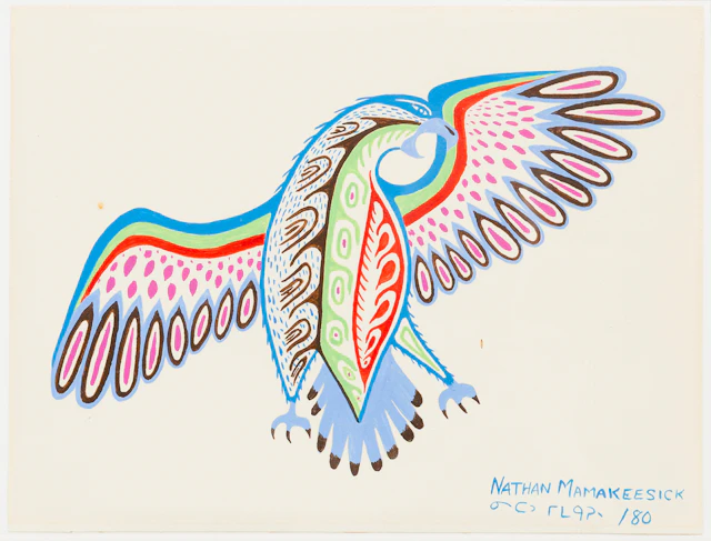 ATHAN MAMAKEESICK. Fågel Fenix, gouache, signerad och numrerad, /80.