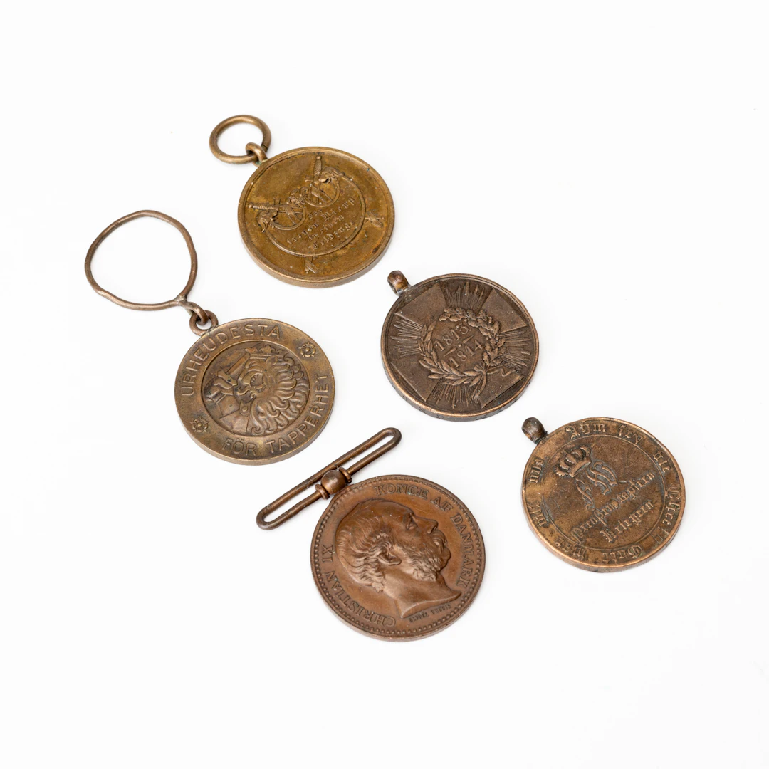 TAPPERHETSMEDALJER, 5 st, brons, Preussen, Finland, Danmark, 1800/1900-tal.