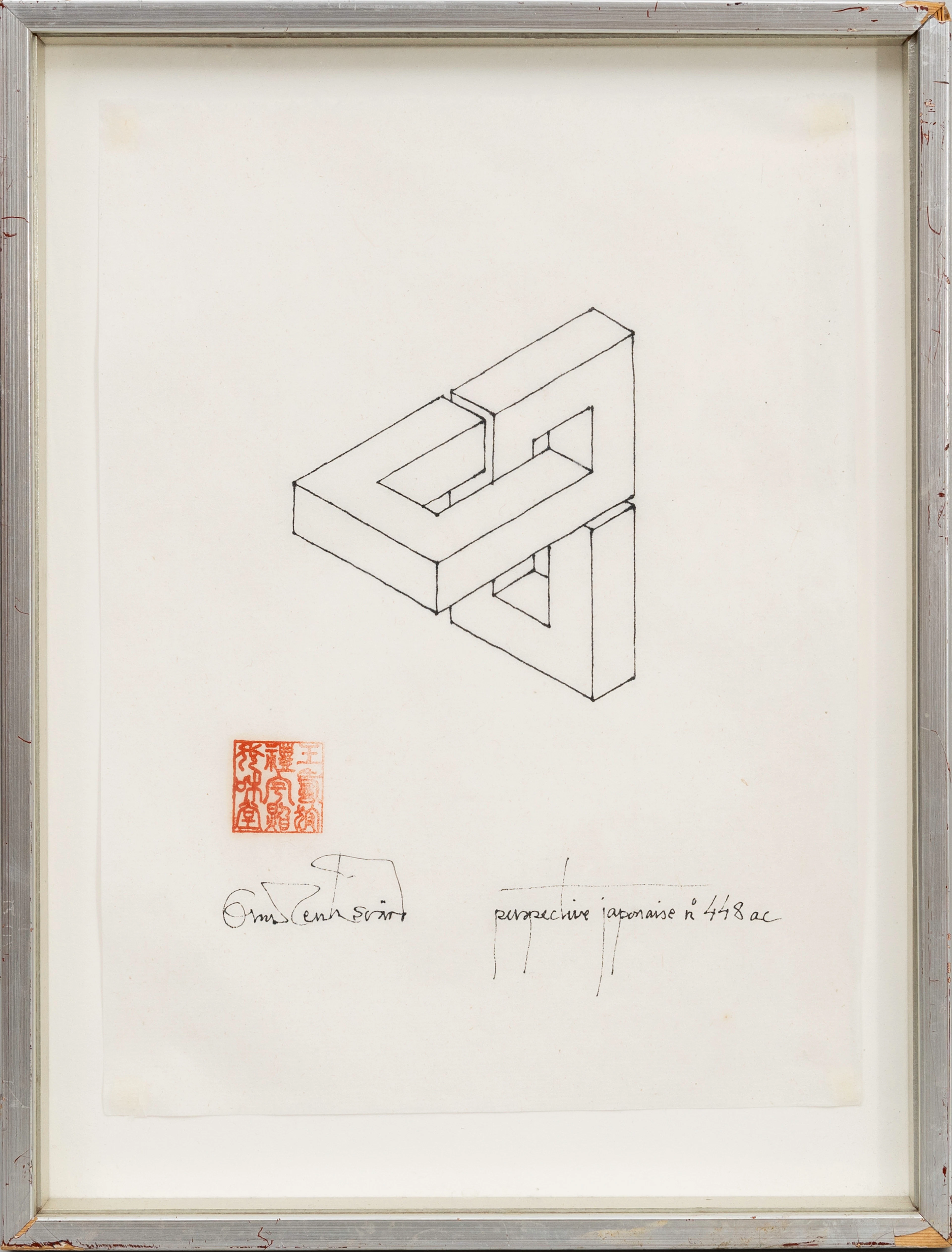 OSCAR REUTERSVÄRD. "Perspective japonaise No 448 ac" tuschteckning, signerad.