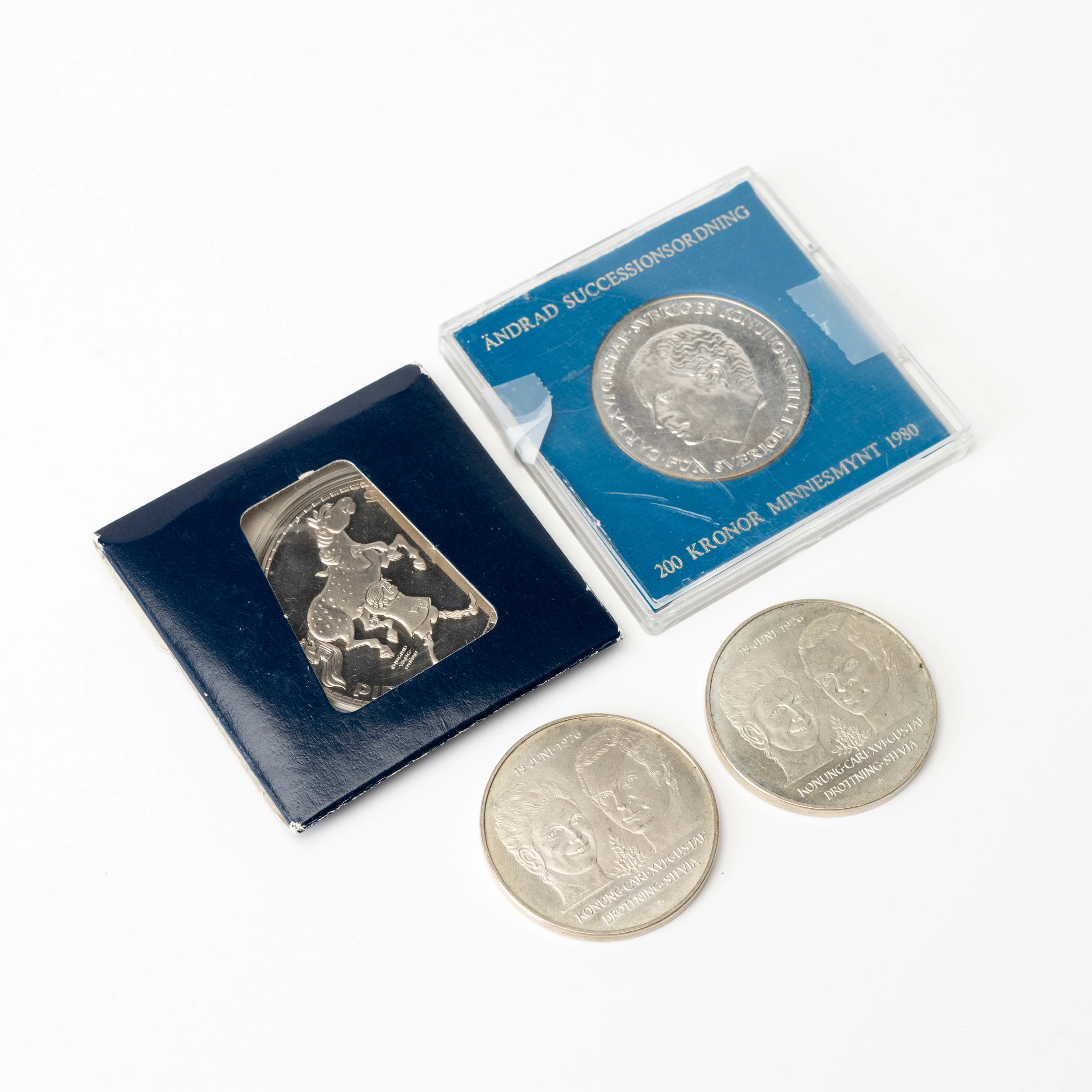 JUBILEUMSMYNT ,4 st, sterling silver ,1900/2000-tal.