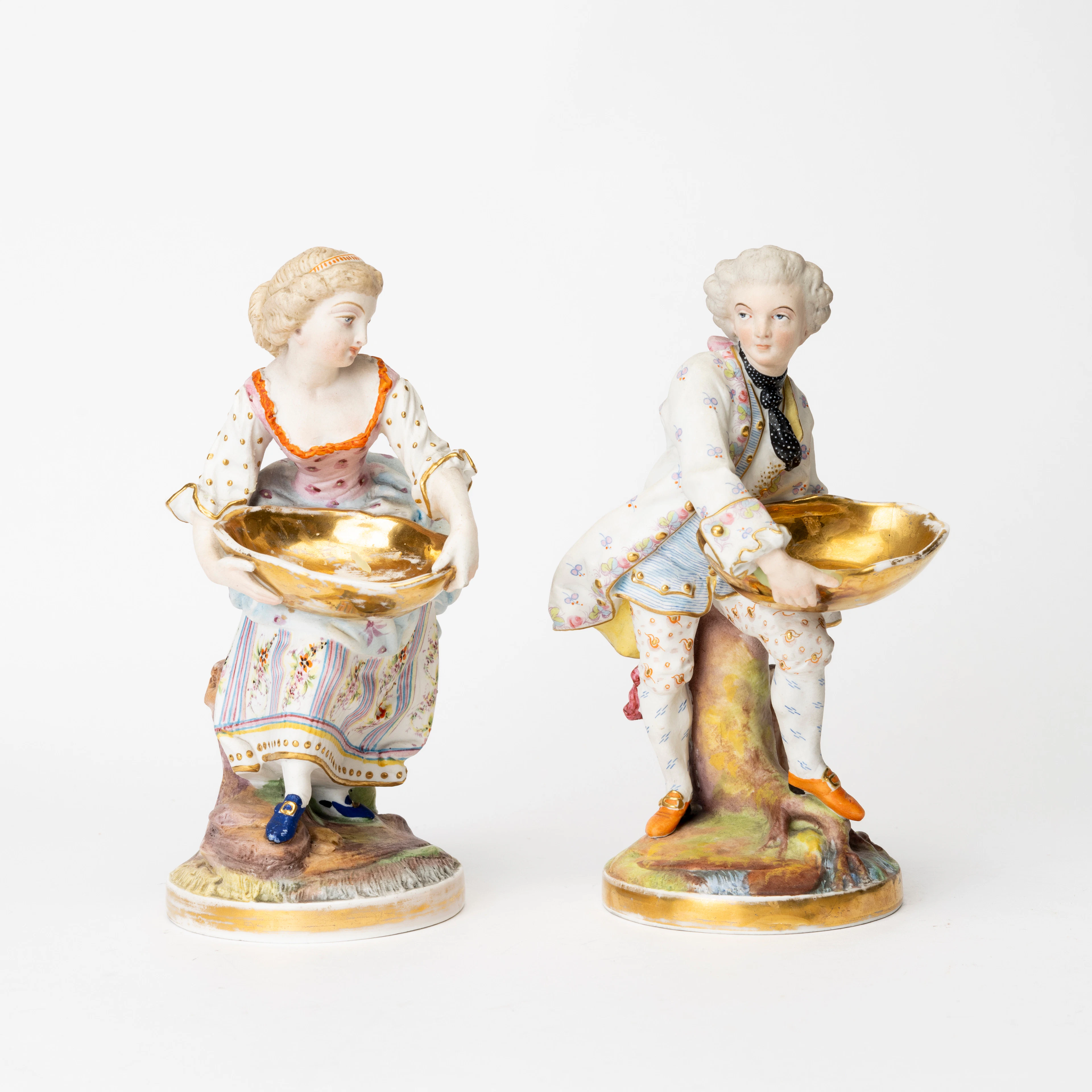 FIGURINER, 2 st, porslin, nyrokoko, 1800-tal.