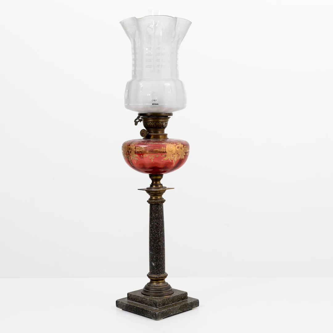 BORDSFOTOGENLAMPA, metall, trä, glas, 1900-tal.
