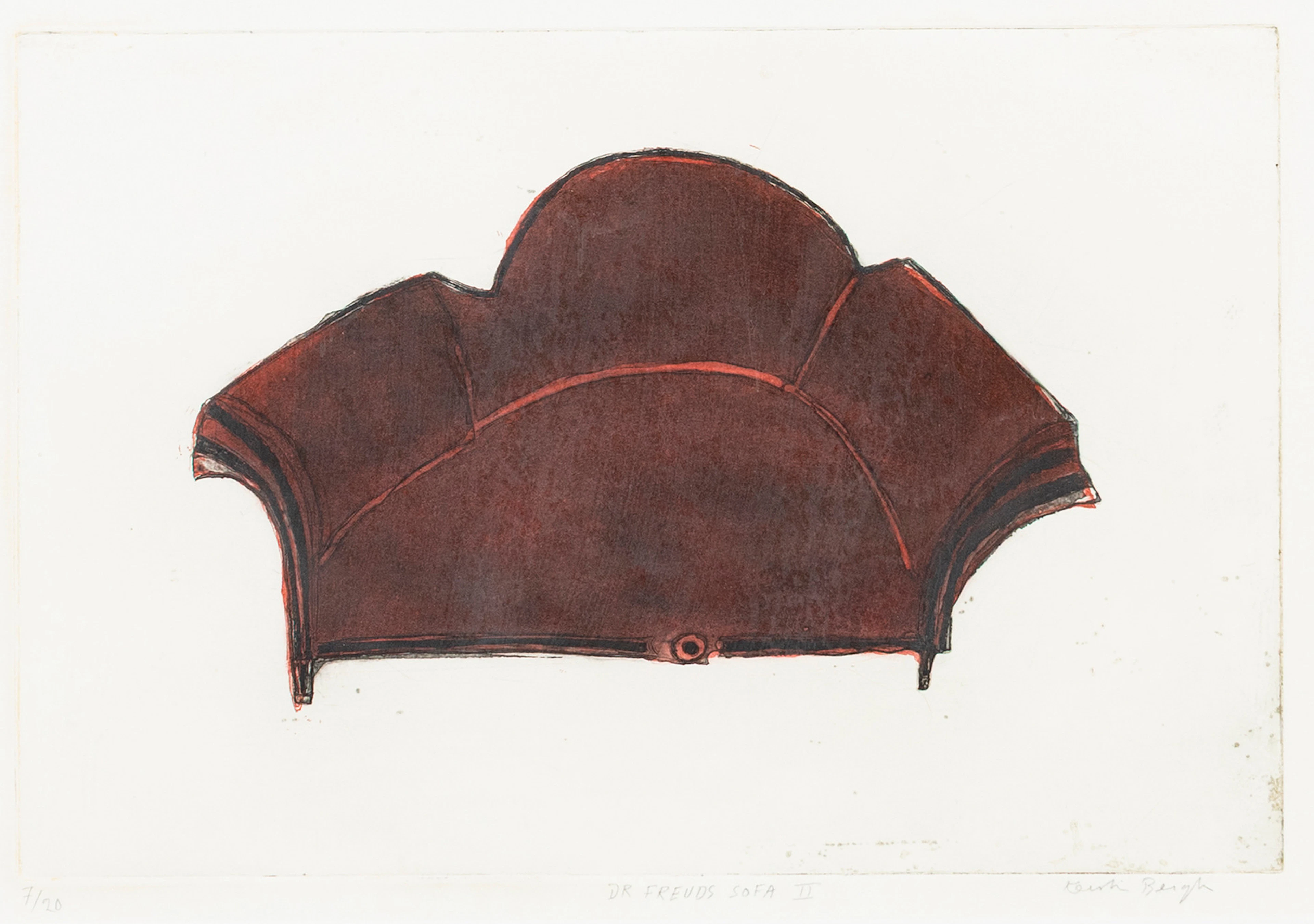 KERSTIN BERGH (FÖDD 1935). "Dr Freuds soffa II, färglitografi, signerad