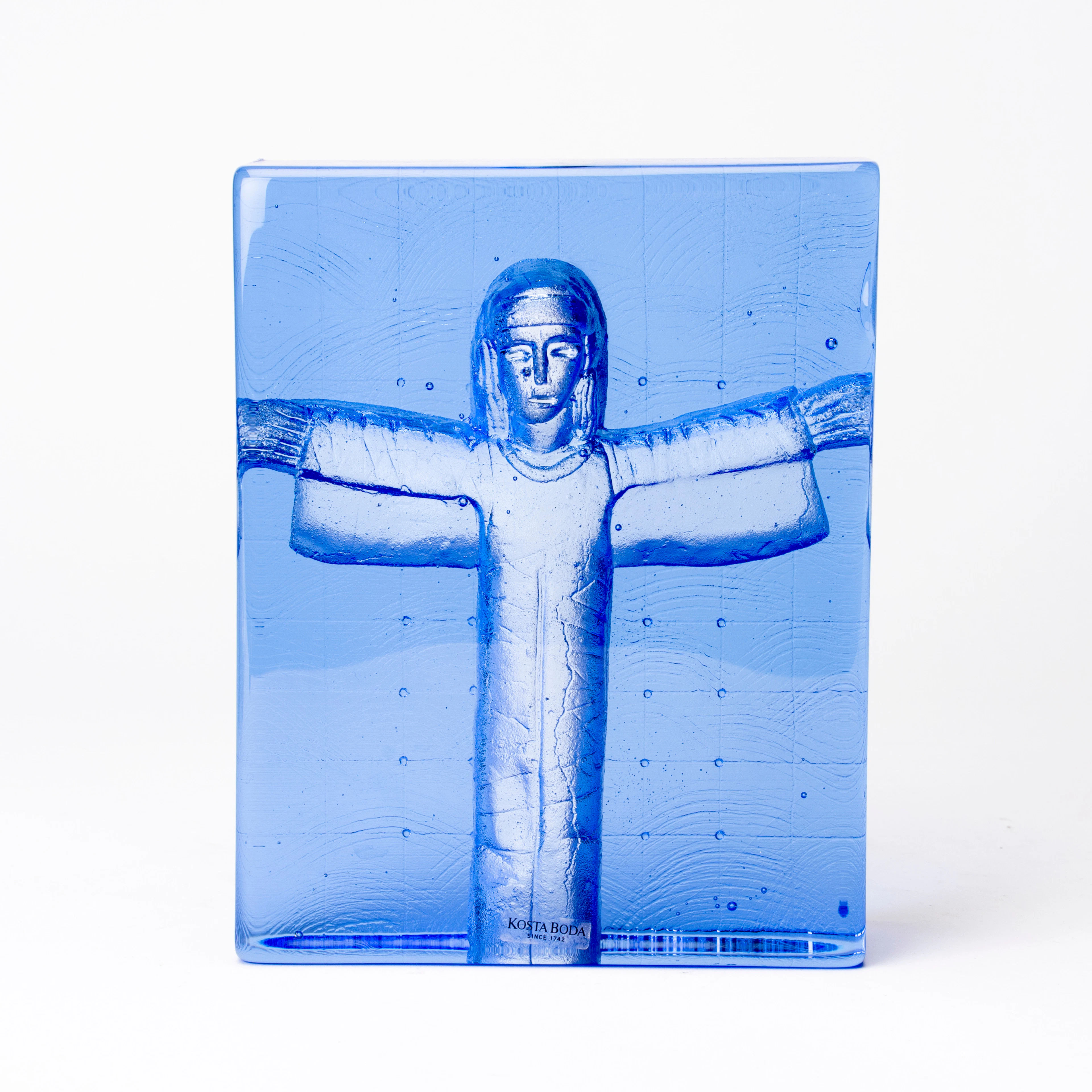 BERTIL VALLIEN. GLASSKULPTUR, Kosta Boda, signerad. Kristusfigur.