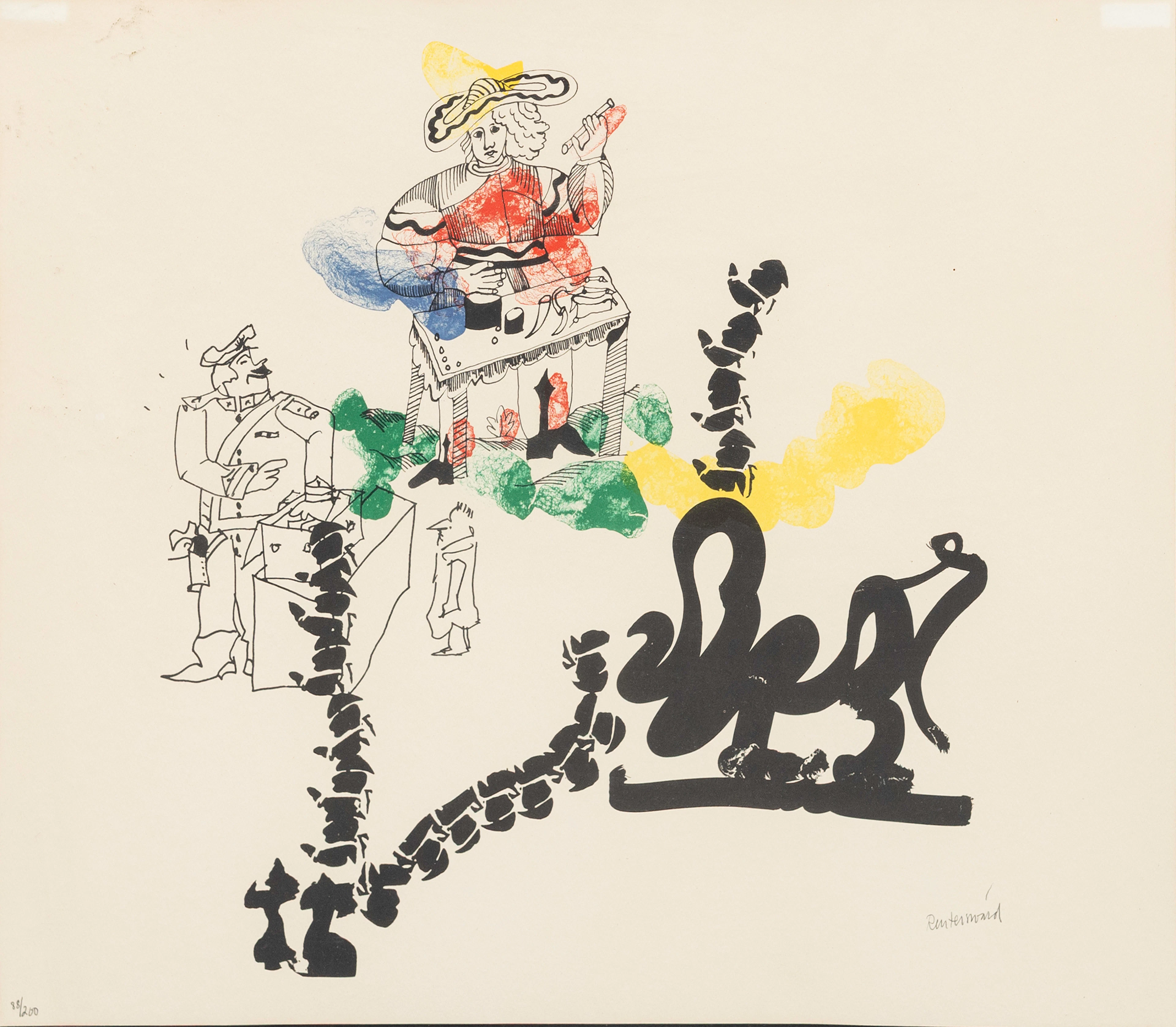 CARL FREDRIK REUTERSWÄRD. Färglitografi, figurer, signerad samt numrerad