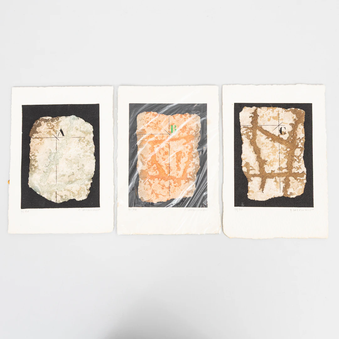 JAMES COIGNARD. Abstrakta kompositioner, A,B och C, 3 st, carborundumetsningar