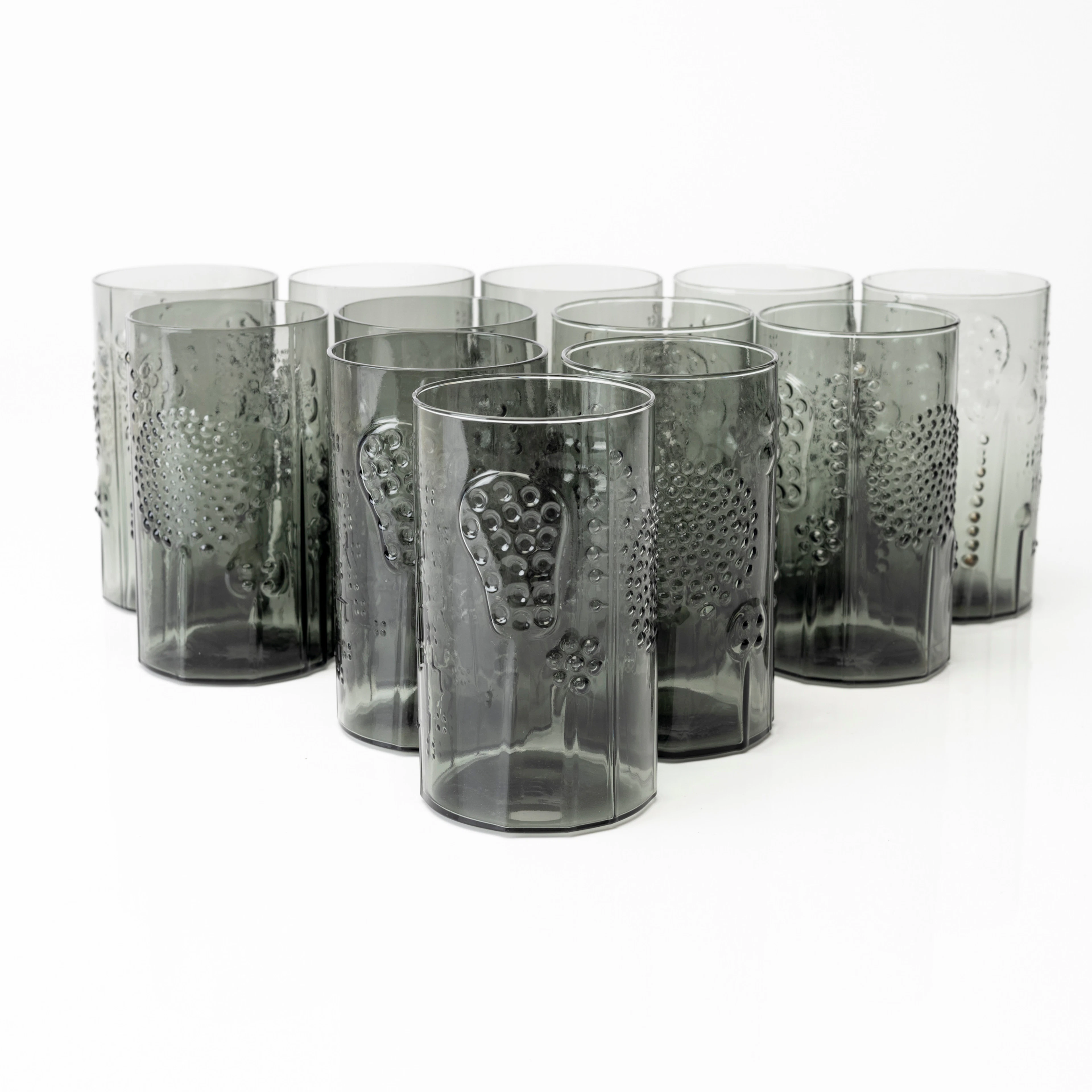 OIVA TOIKKA. Glas, 12 st, "Flora", Nuutajärvi / Notsjö, rökfärgat