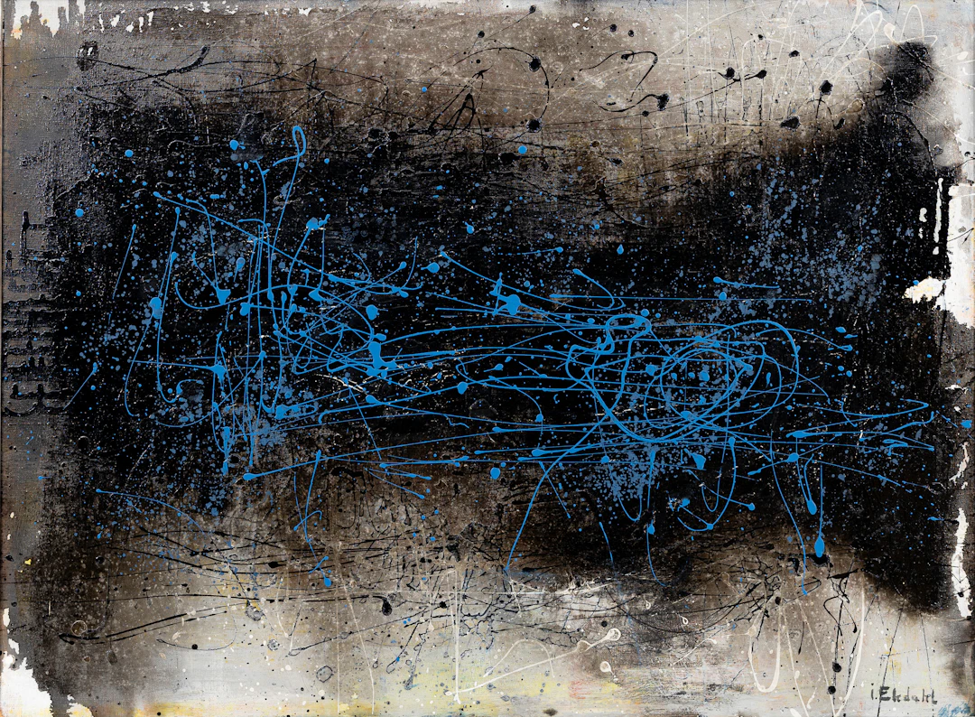 INGER EKDAHL (1922-2014). "Spontanism", olja och lack på duk, signerad