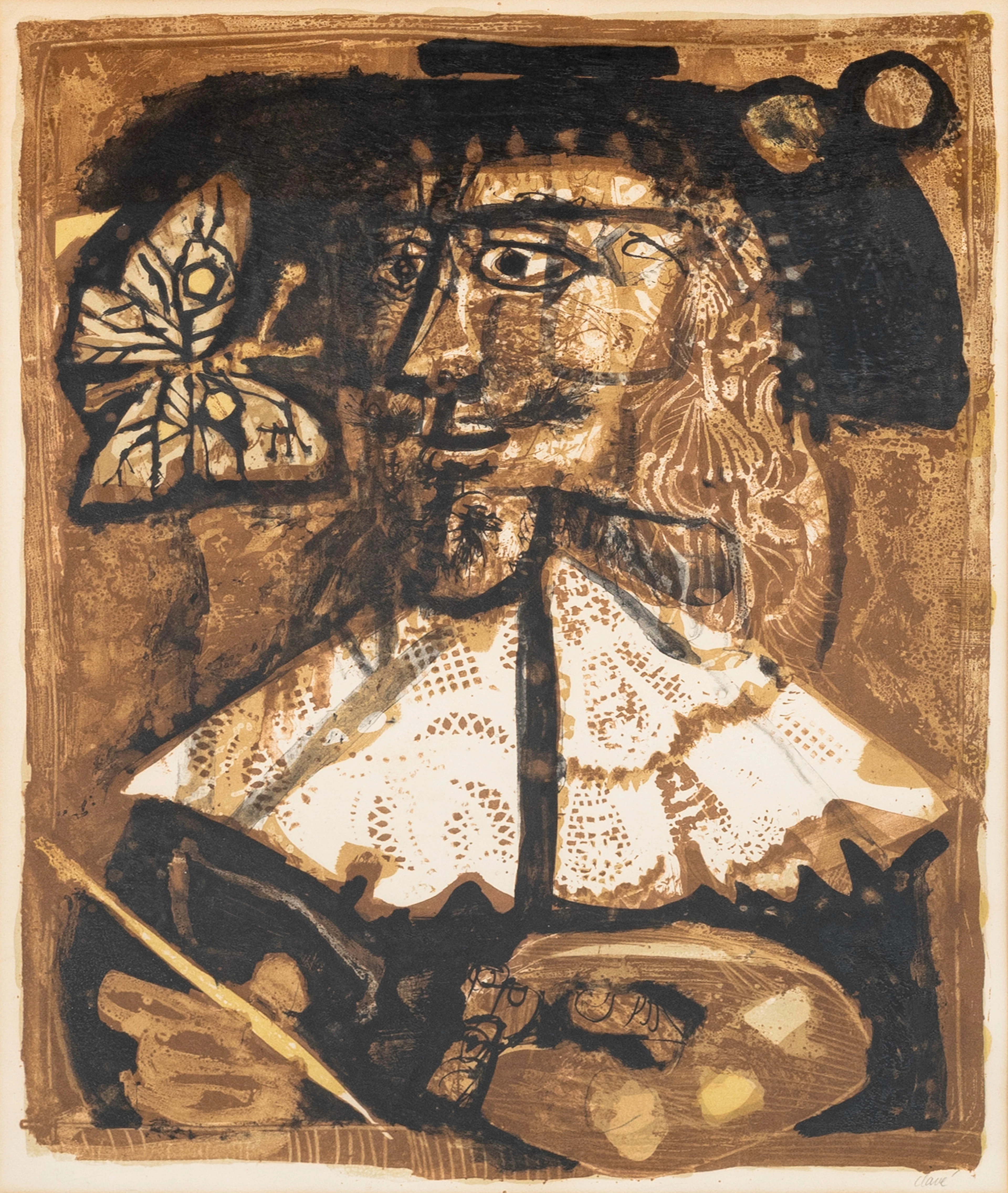 ANTONI CLAVÉ. "le peintre flamand", litografi, numrerad signerad.