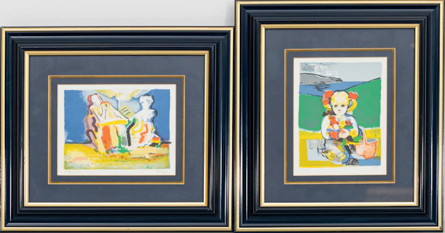 LINDA LE KINFF (FÖDD 1947). 2 st figurkompositioner, färgserigrafier