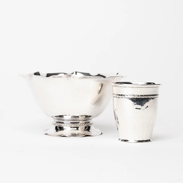 SKÅL samt BÄGARE, 2 delar, silver, K. Anderson, Stockholm resp. Carl