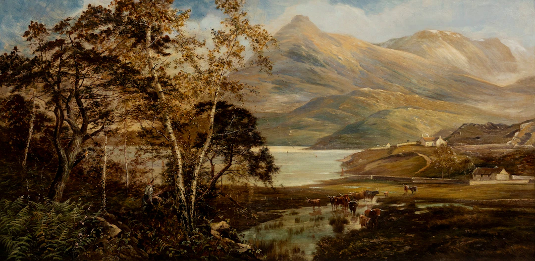 THEODORE HINES. Loch Assynt, olja på duk, signerad och daterad á tergo 1898.
