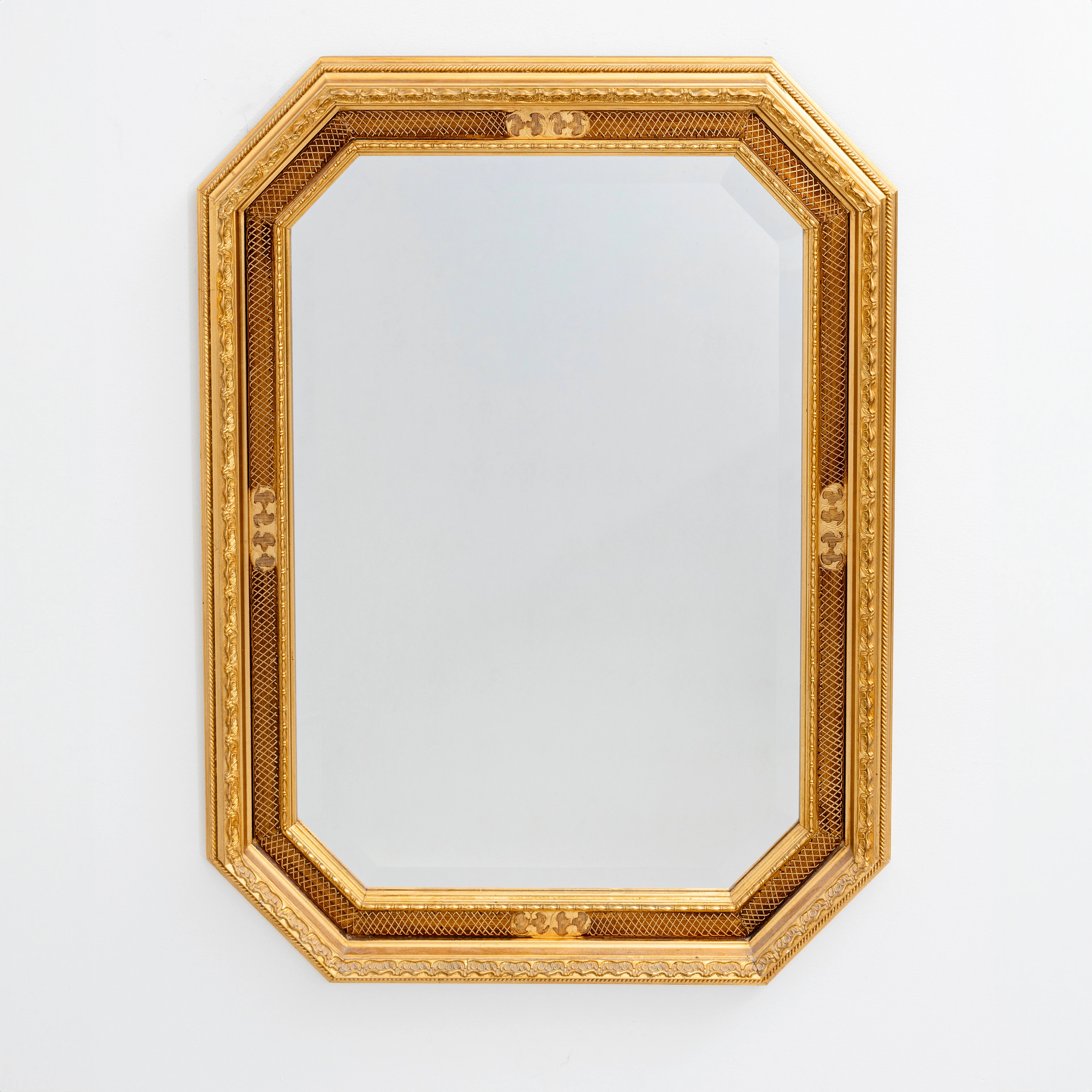 SPEGEL, fasettslipat glas, förgylld ram, 1900-tal.
