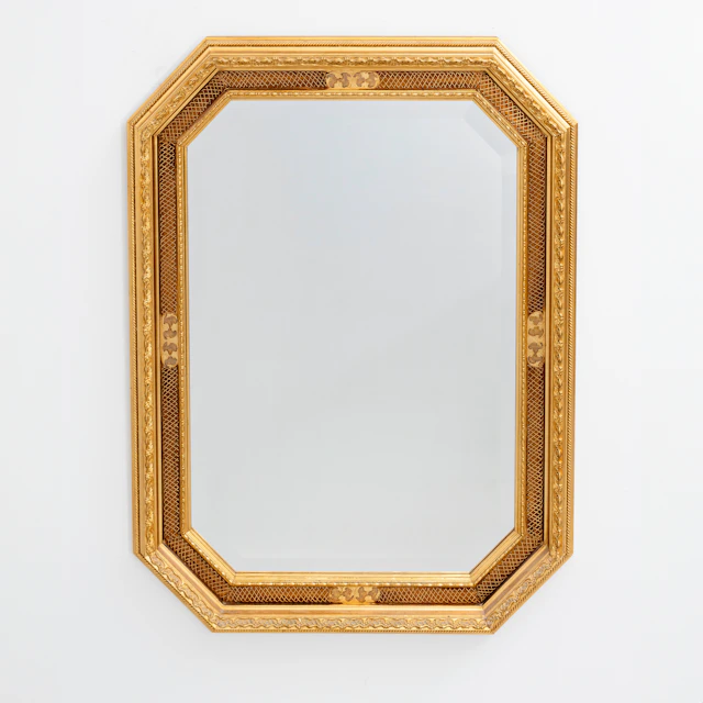 SPEGEL, fasettslipat glas, förgylld ram, 1900-tal.