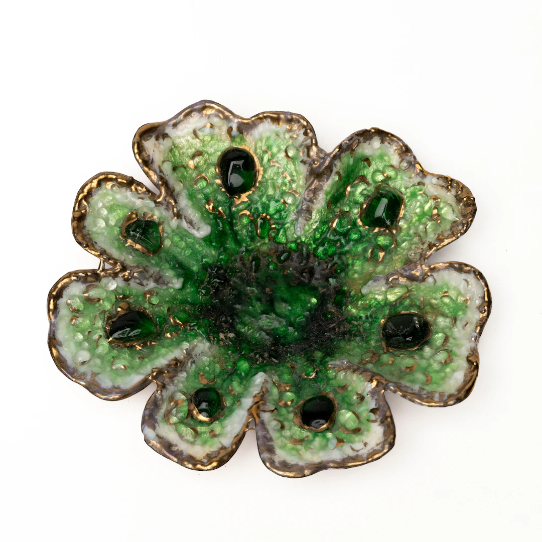 LOUISE ARNAUD. Skål, bons, glas och emalj, Émaux D'art, Limoges, 1900-tal.