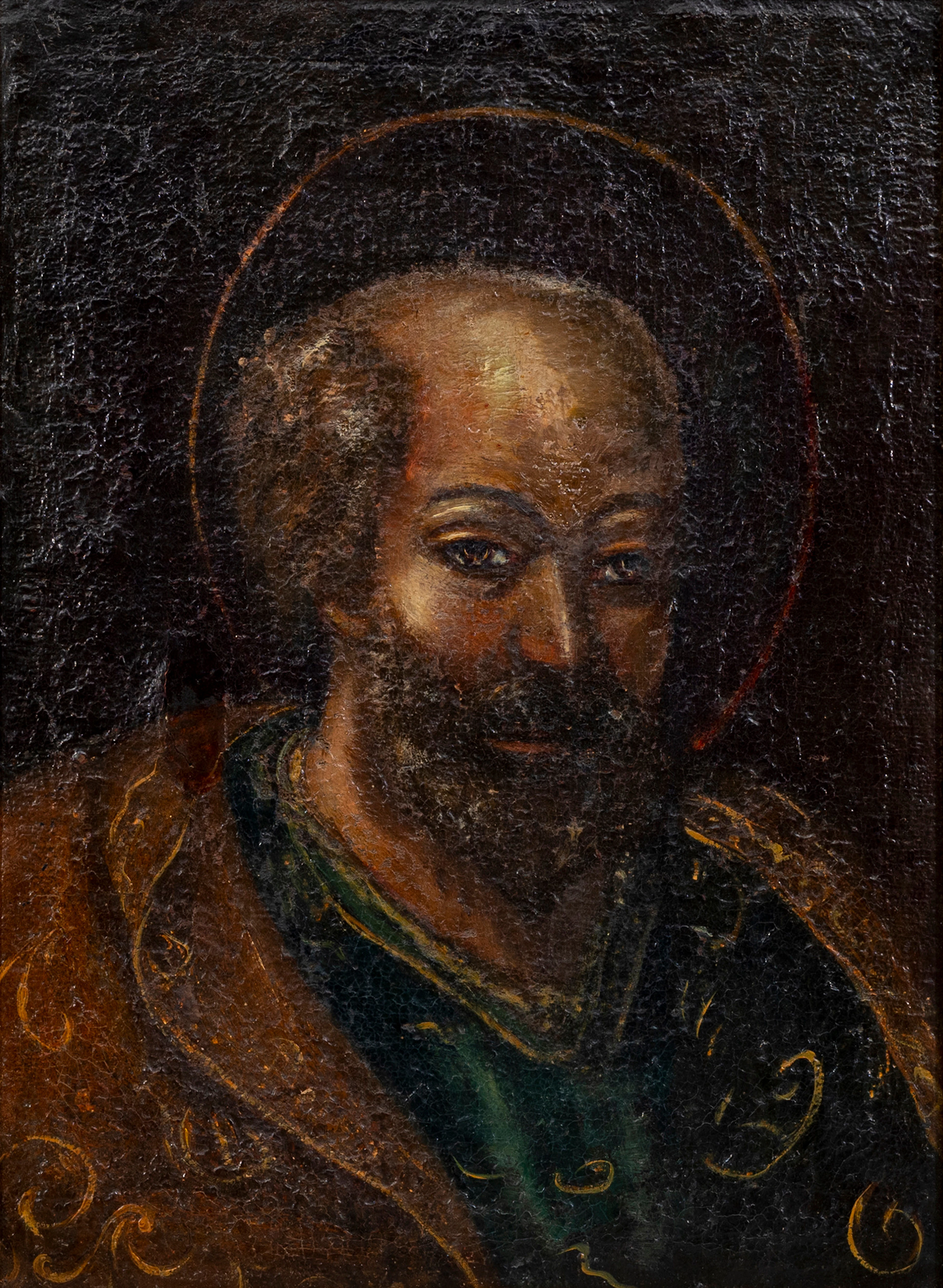 OKÄND KONSTNÄR. Helgon, olja på duk, 1700-/1800-tal.