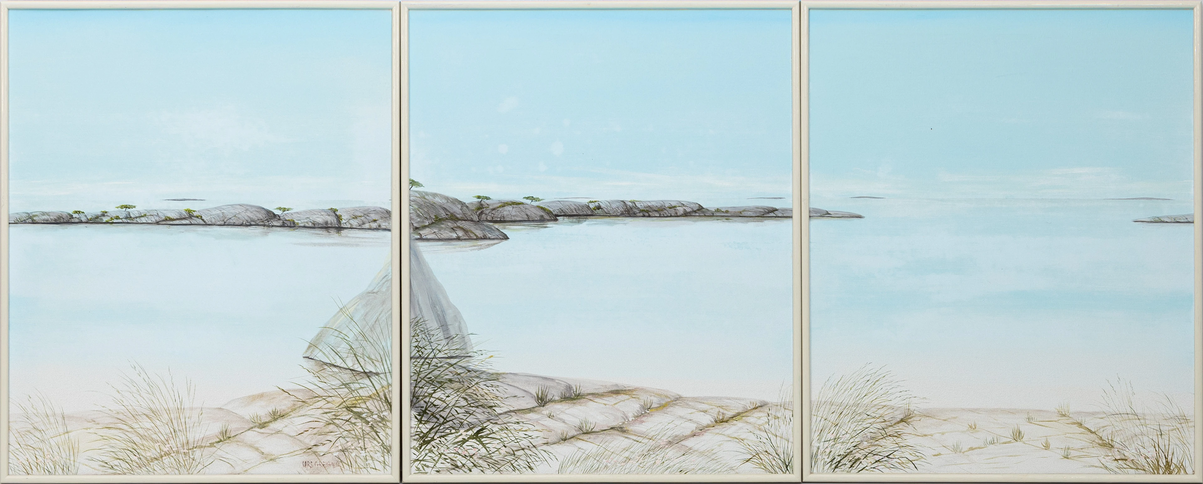 LARS GREGER. "Skärgårdslängtan", triptyk, olja på duk, signerad atergo.